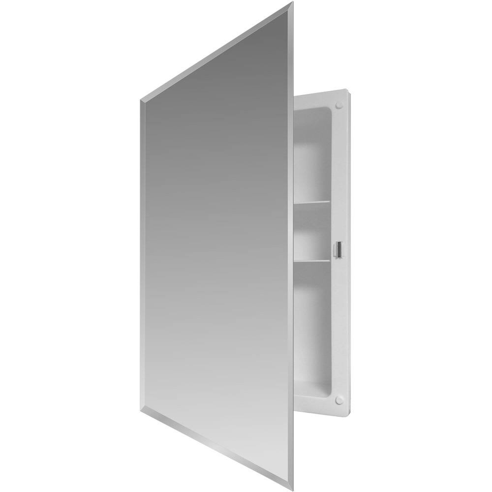 Ebern Designs FDFD44F685E240EF9FCB031CCFB55520 Adaku Recessed Frameless Single Door Medicine Cabinet with 2 Shelves