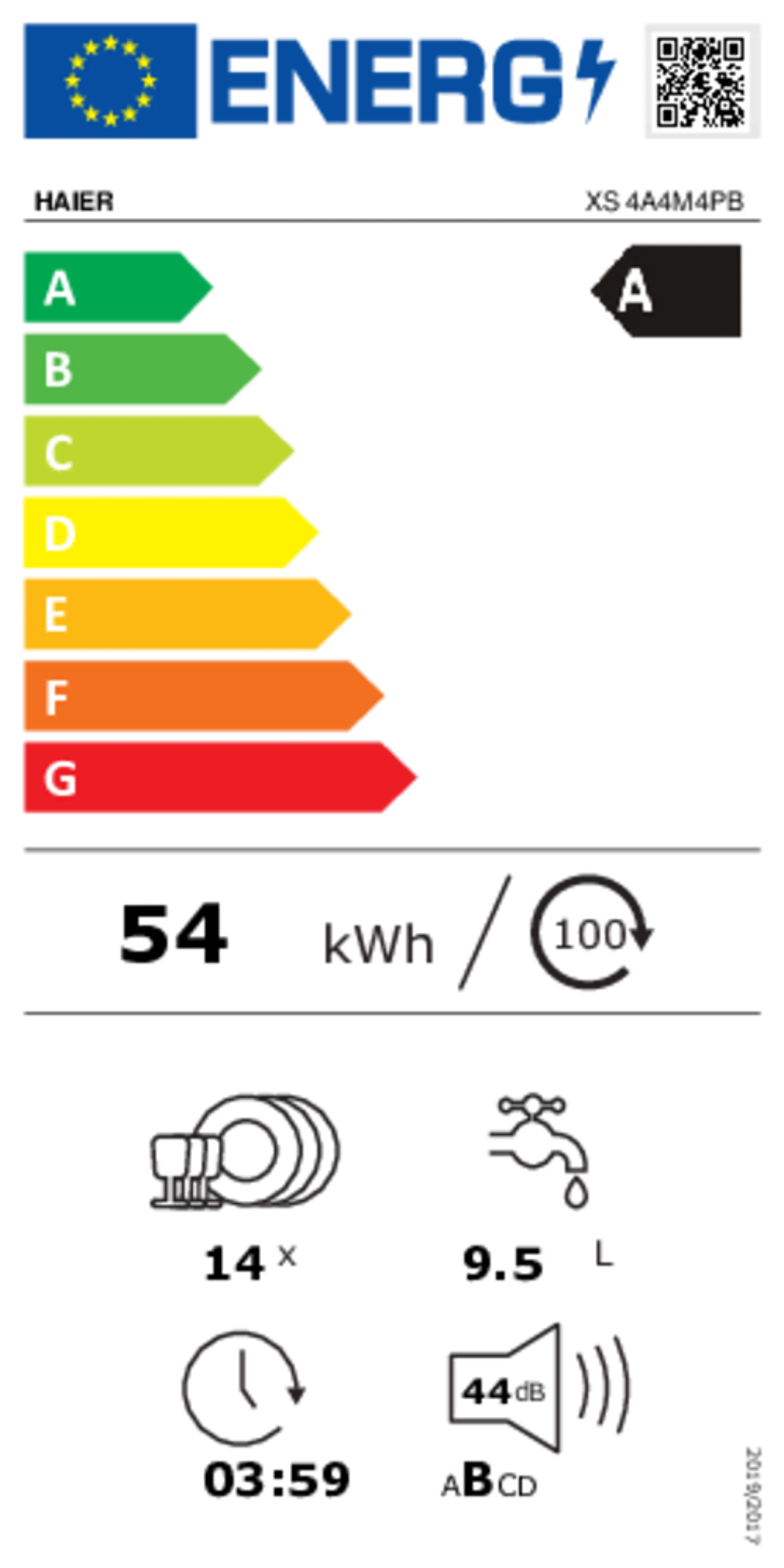Haier Inbouw vaatwasser XS 4A4M4PB H-Spray Arm Shine