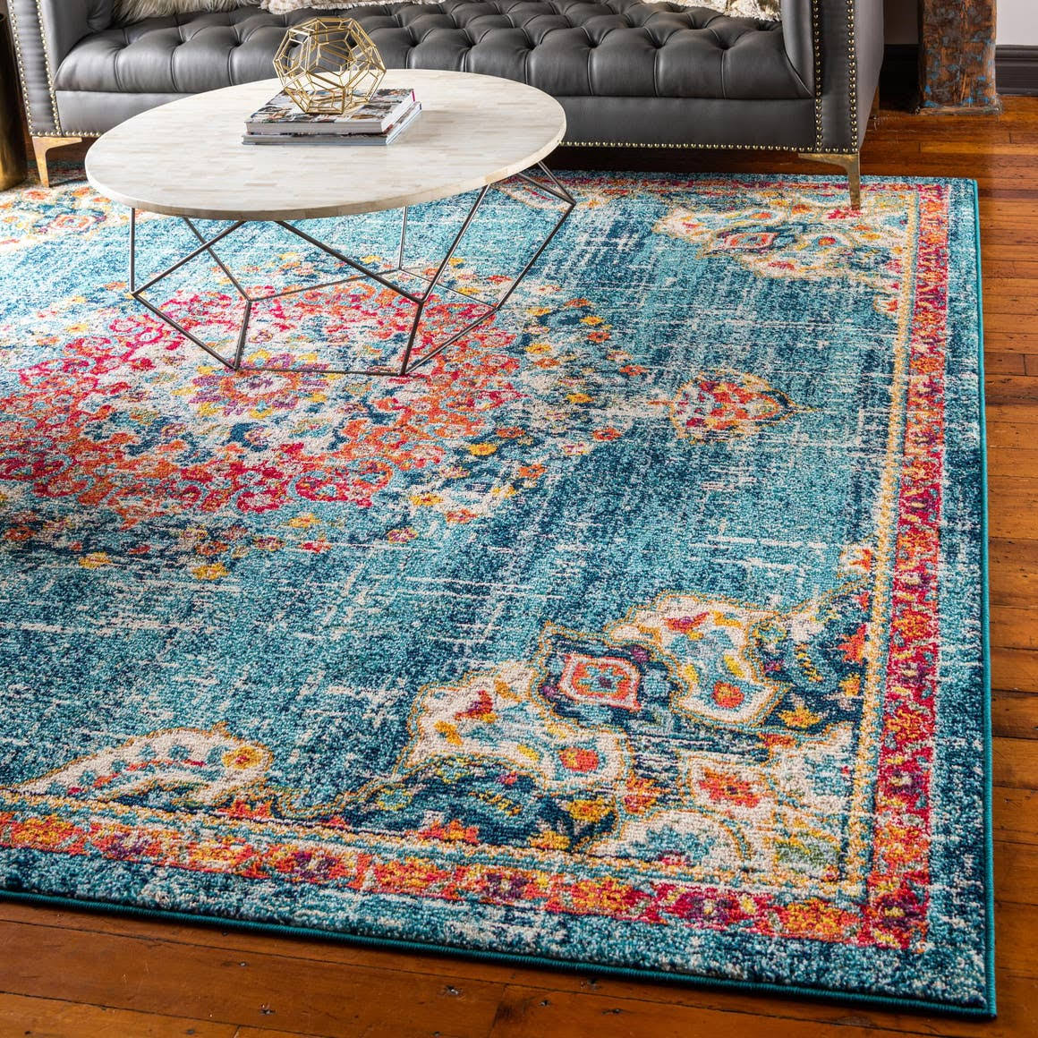 Unique Loom Penrose 7 ft Square Blue Area Rug