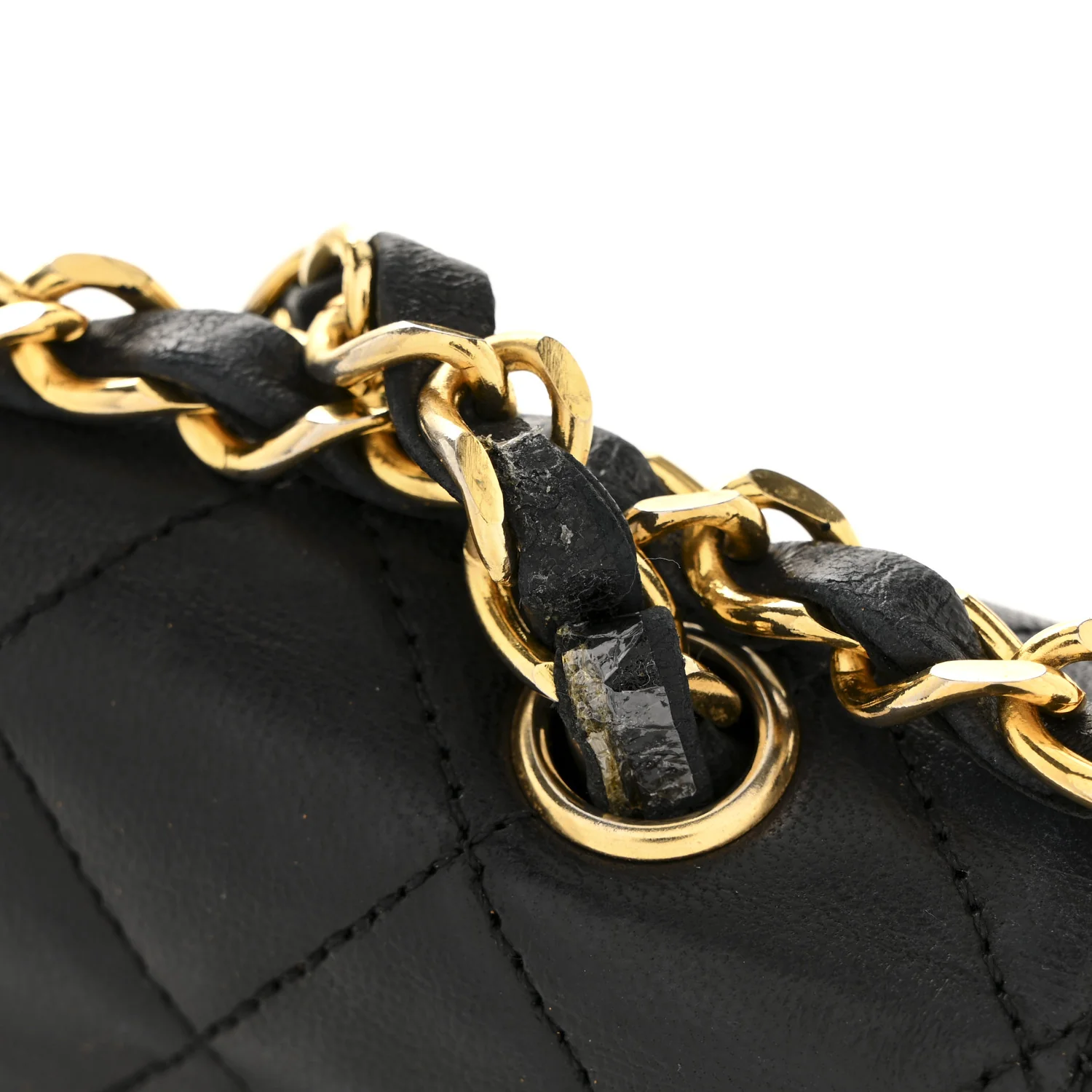 Lambskin Quilted Half Moon Flap Black