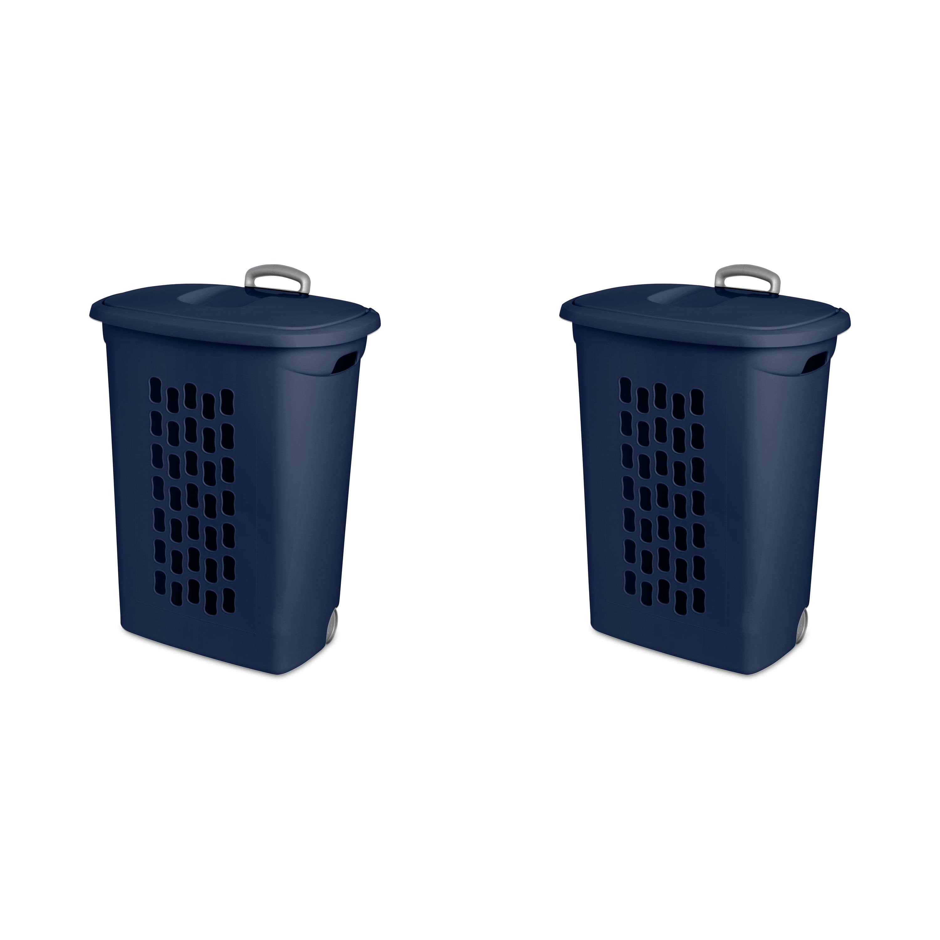Sterilite Ultra Wheeled Hamper Plastic, Blue Cove, Set of 2, Size: 21 Large x 13 3/4 W x 28 3/8 H