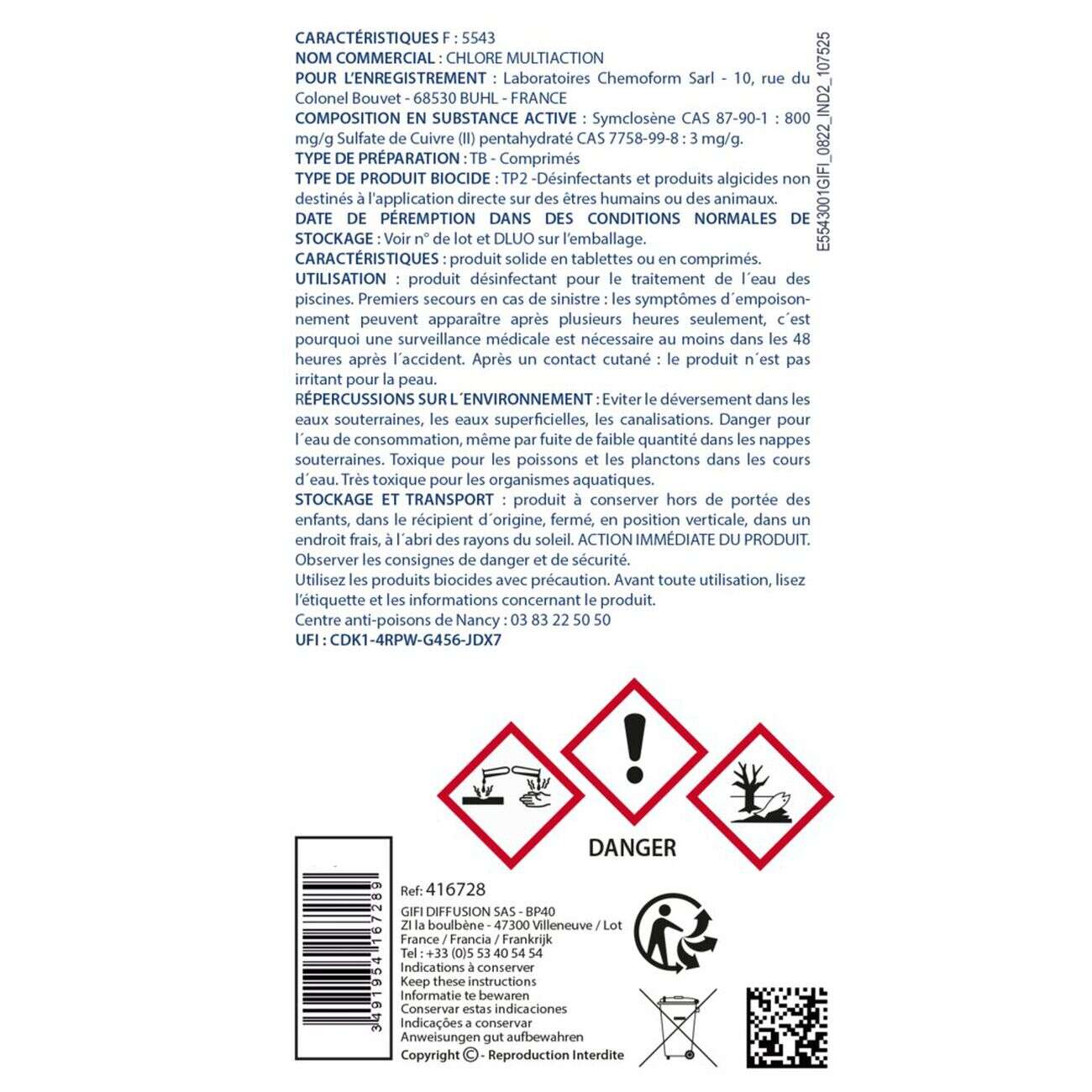 Chlore multifonction piscine pastilles 20g Aquaway 1kg