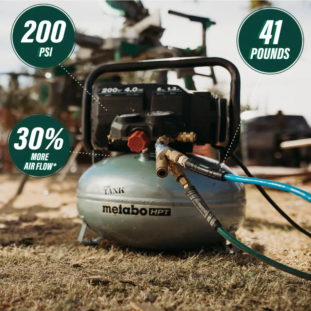 Metabo HPT Air Compressor, THE TANK, Portable Pancake Air Compressor 200 PSI, 6 Gallon Tank, Versatile for Use with Framing, Siding, Finish, Brad or Roofing Nailers, EC914S
