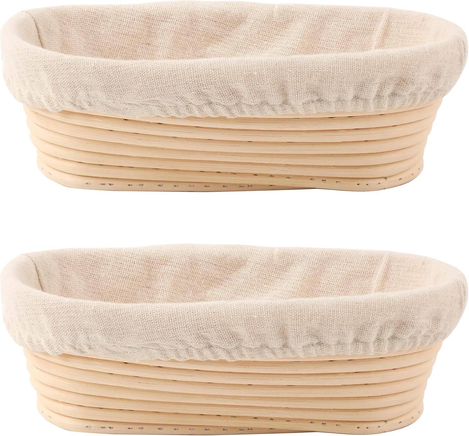 DOYOLLA Bread Proofing Baskets Set of 2 10 inch Oval Shaped Dough Proofing Bowls with Liners Perfect for Professional & Home Sourdough Bread Baking