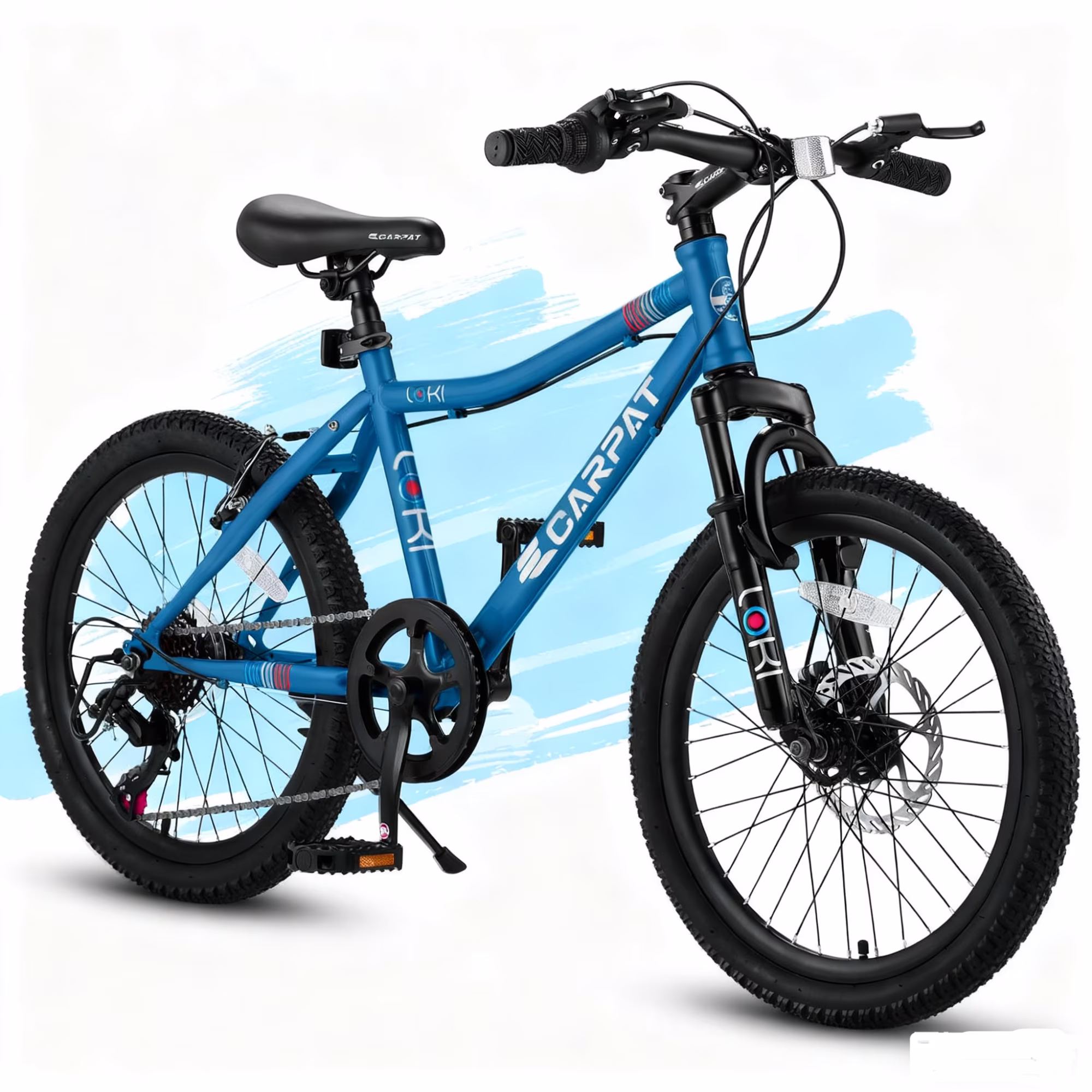 iYofe 20 Mountain Bike for Boys Girls, Bicycle for Kids with SHIMANO 7 Speed, Shock Absorbing Front Fork, Lightweight Bikes with V-Brakes for Outdoor Adventure, Blue