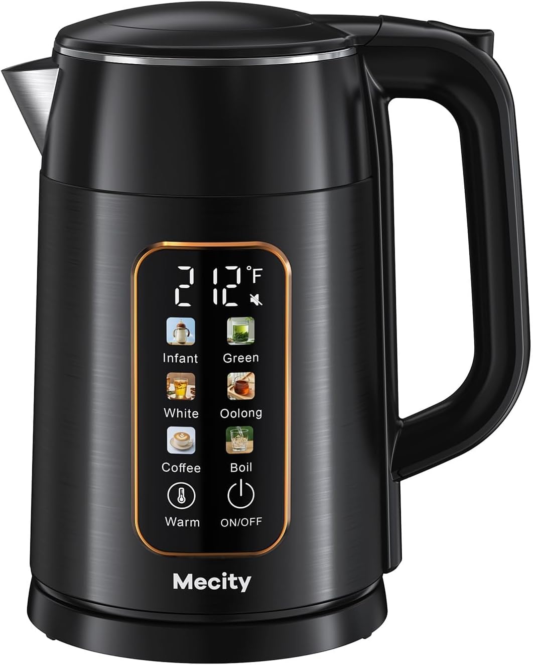 Mecity Electric Kettle 1.7L Touch Screen Temperature Control Water Boiler, No Plastic Contact with Water6 Preset Temperature Programs, 2 Hours Keep Warm, Auto Shut Off, Dark Grey