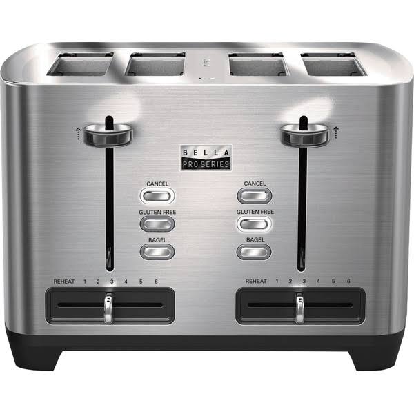 Bella - Pro Series 4-Slice Wide-Slot Toaster - Stainless Steel