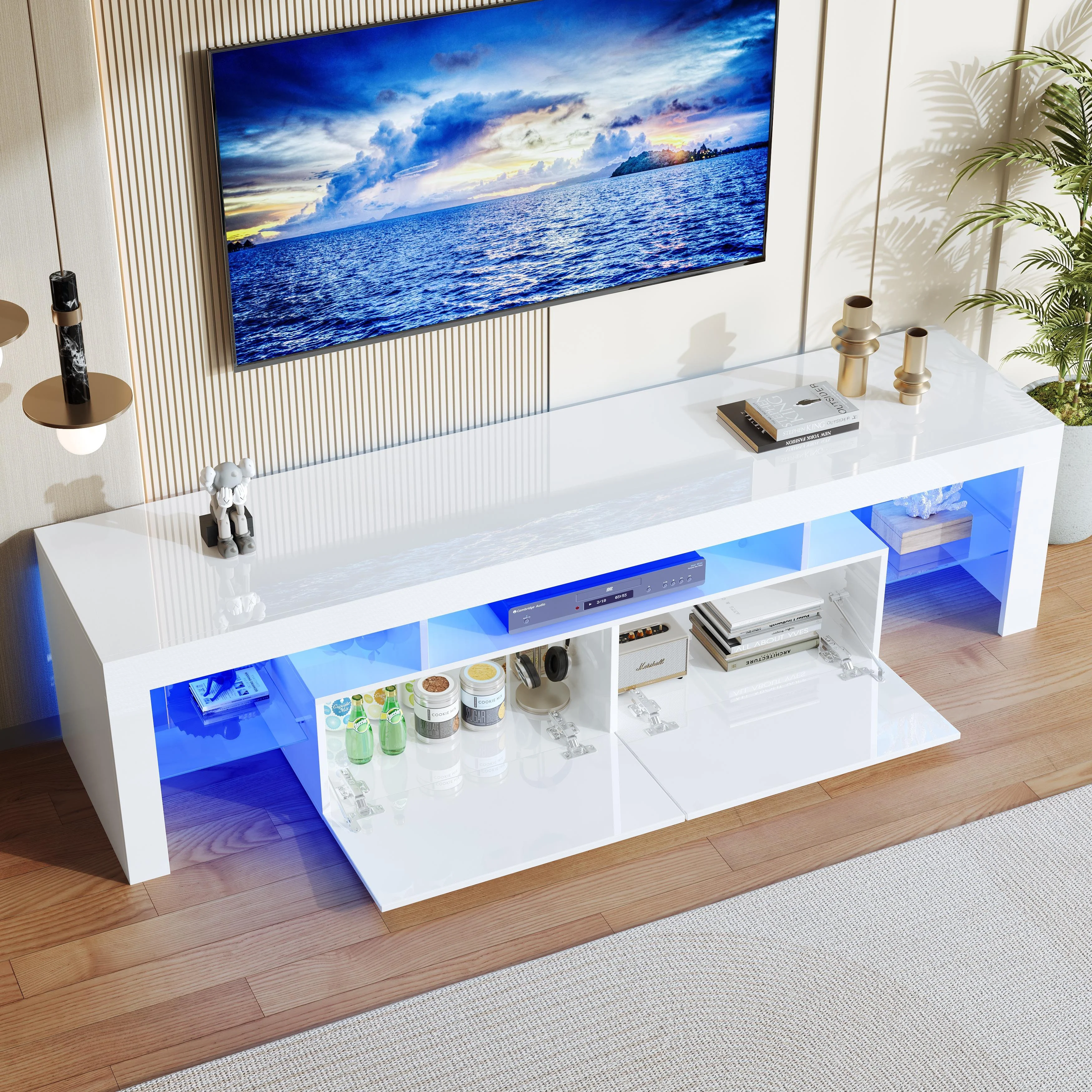 PAPROOS TV Stand for Tvs up to 70