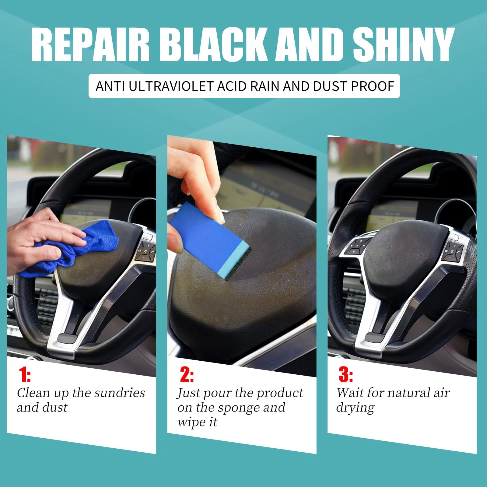 Car Cleaning Kit Plastic Revitalizing Coating Agent, Nano Plastic Refreshing Coating, Plastic Parts Refurbish Agent for Car - Car Care Tools with Sponge and Towel (30ml*2pcs)