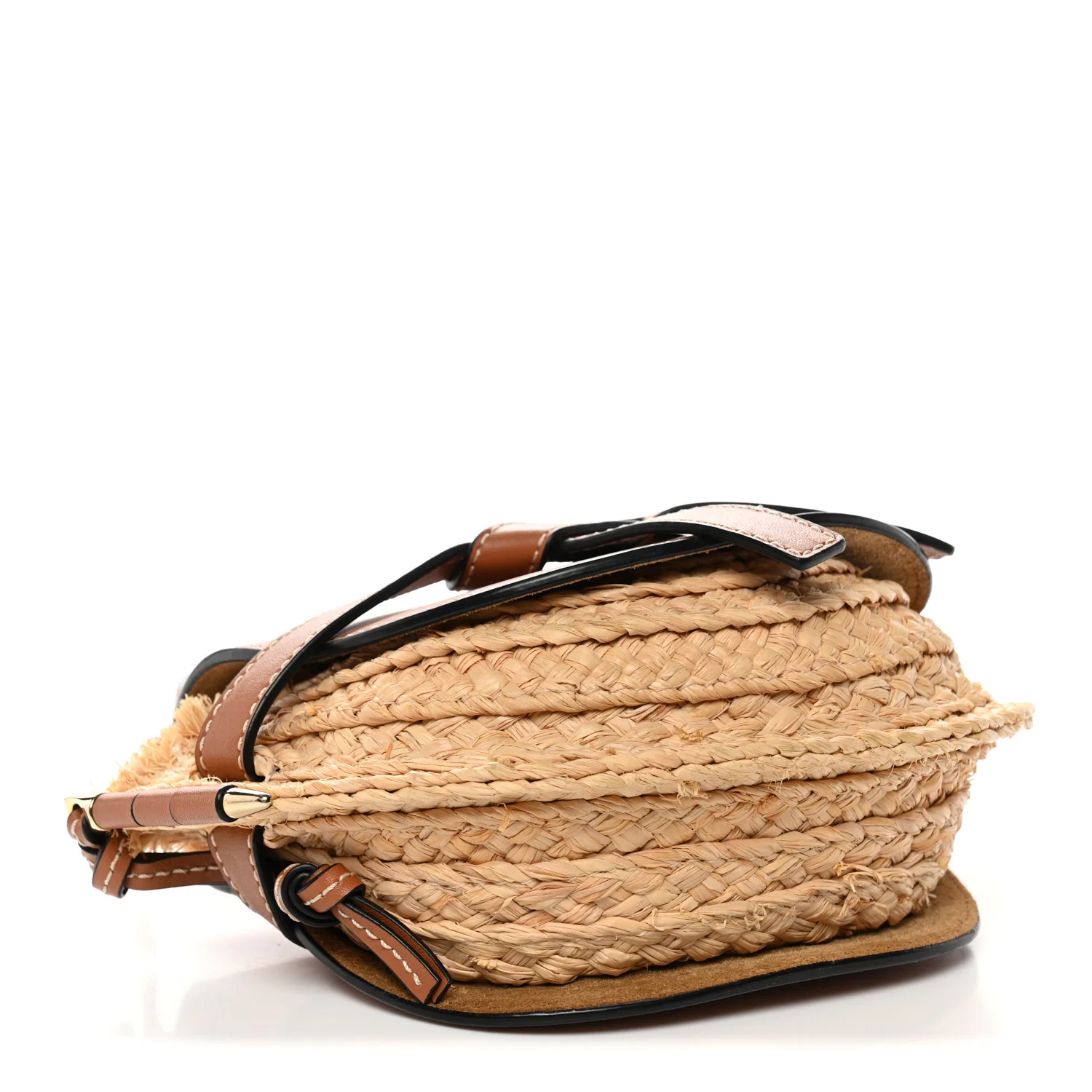 Calfskin Raffia Mini Gate Crossbody Bag Natural Tan