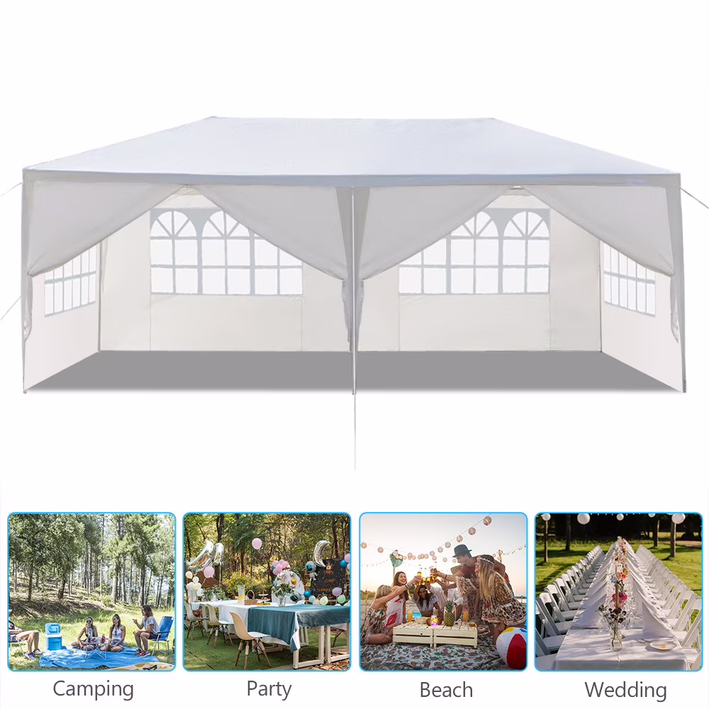 2PCS 10'x20' Outdoor Party Tent with 6 Removable Sidewalls Camping  Beach Garden