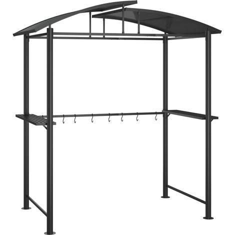 Vidaxl – Gazebo BBQ avec étagères latérales – Acier anthracite – Dimensions 210x114x230cm – Toit en polycarbonate pour ombre et ventilation — vue 2