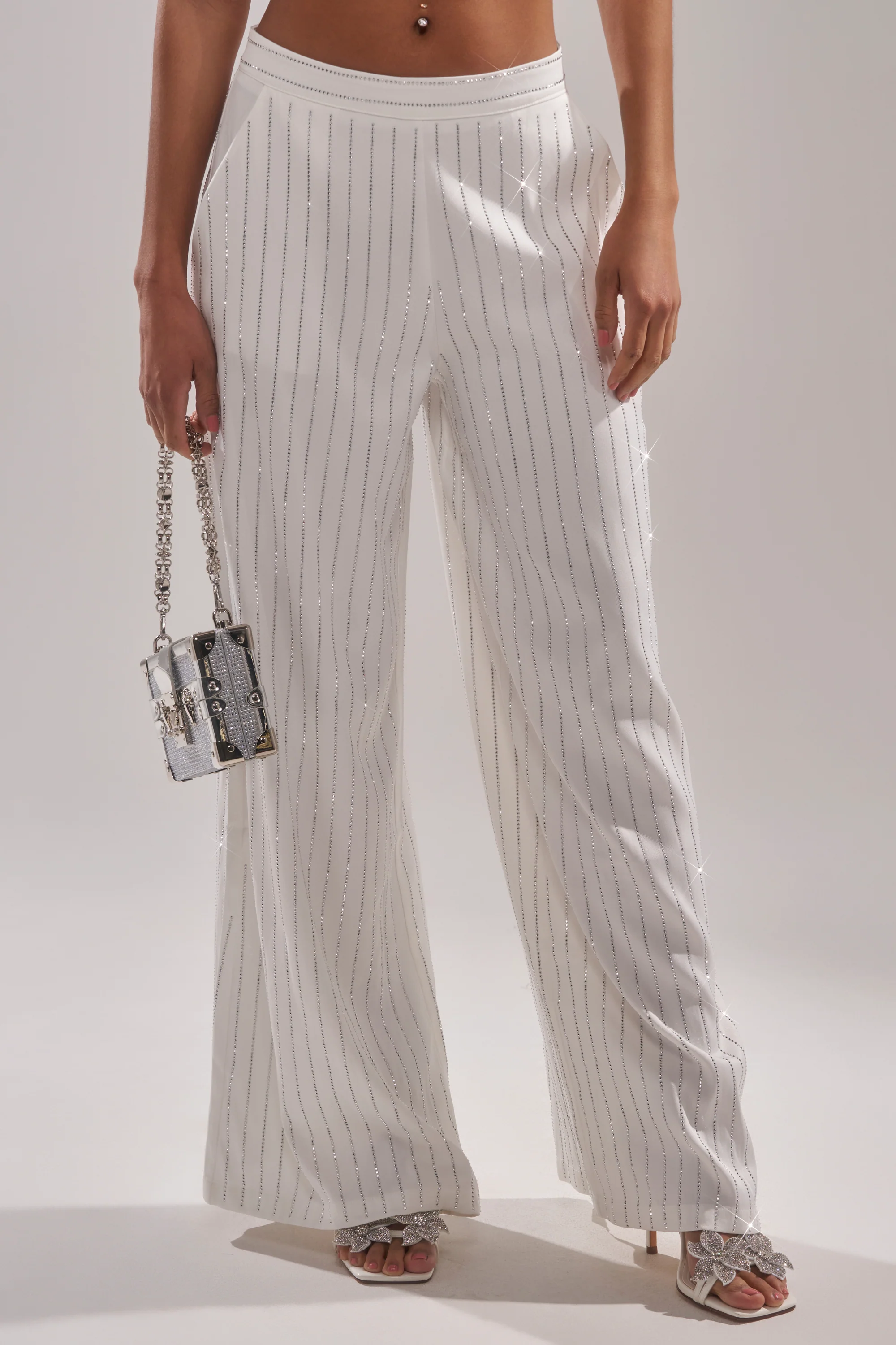 PRINCESS TREATMENT RHINESTONE WIDE LEG PANT - Akira Store