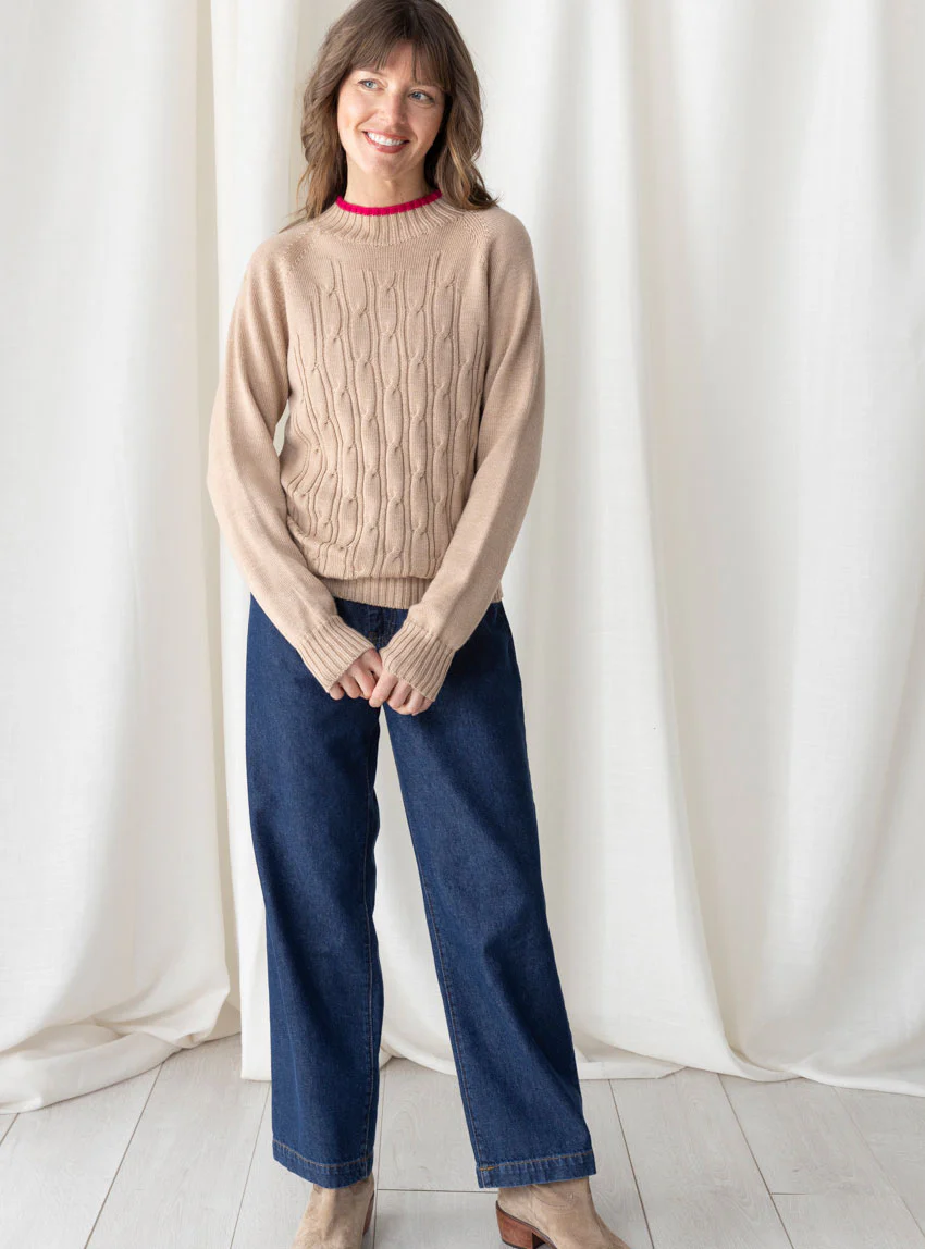 Pantalon femme 7/8ème en coton bleu