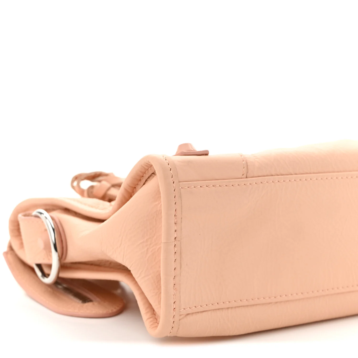 Matte Goatskin Rubber Covered Classic Hardware Mini City Rose Poudre