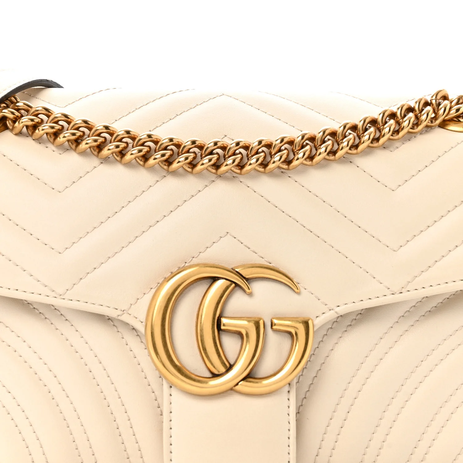Calfskin Matelasse Small GG Marmont Shoulder Bag White
