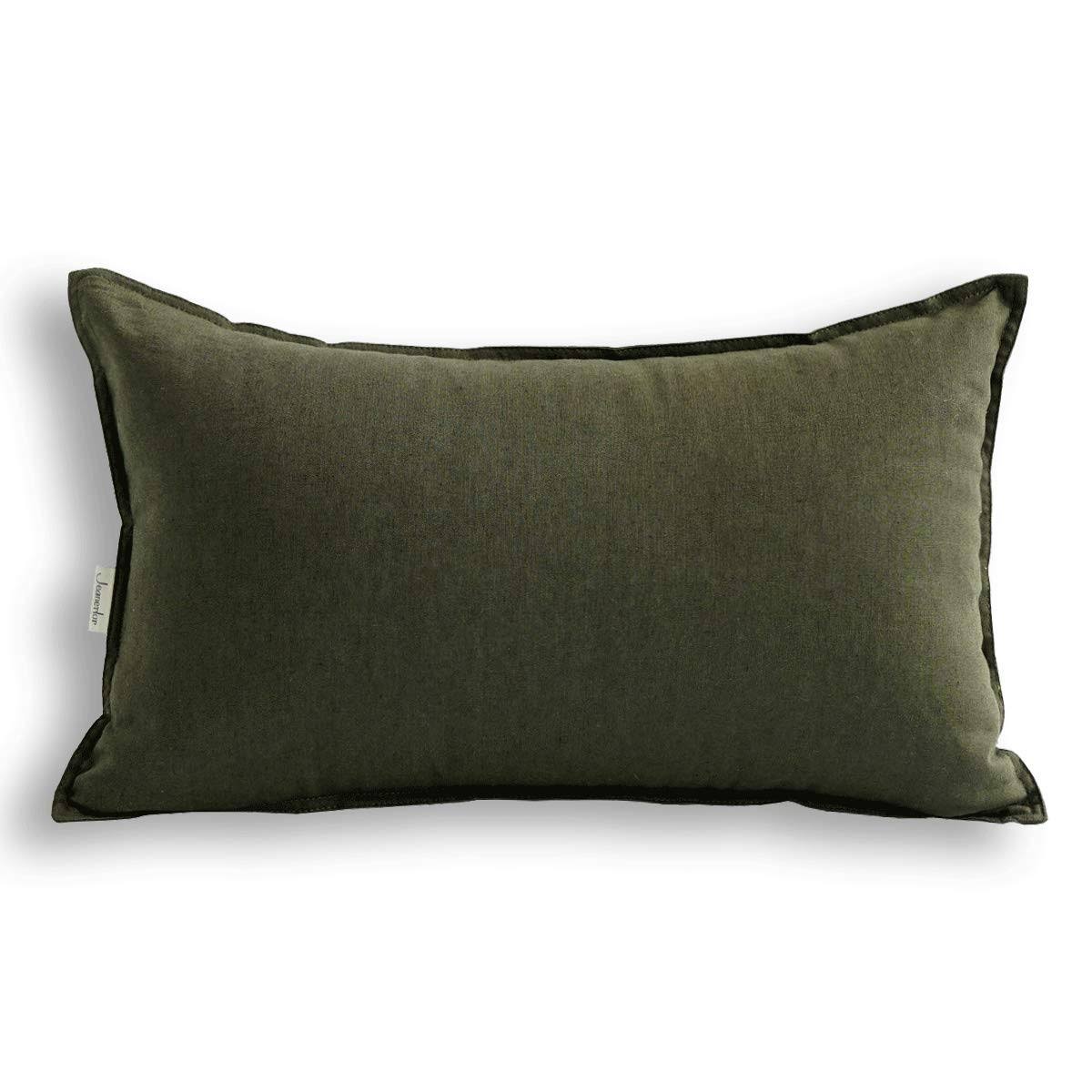Jeanerlor Cotton Linen Decorative 12x20 Lumbar Throw Pillow Case Cushi
