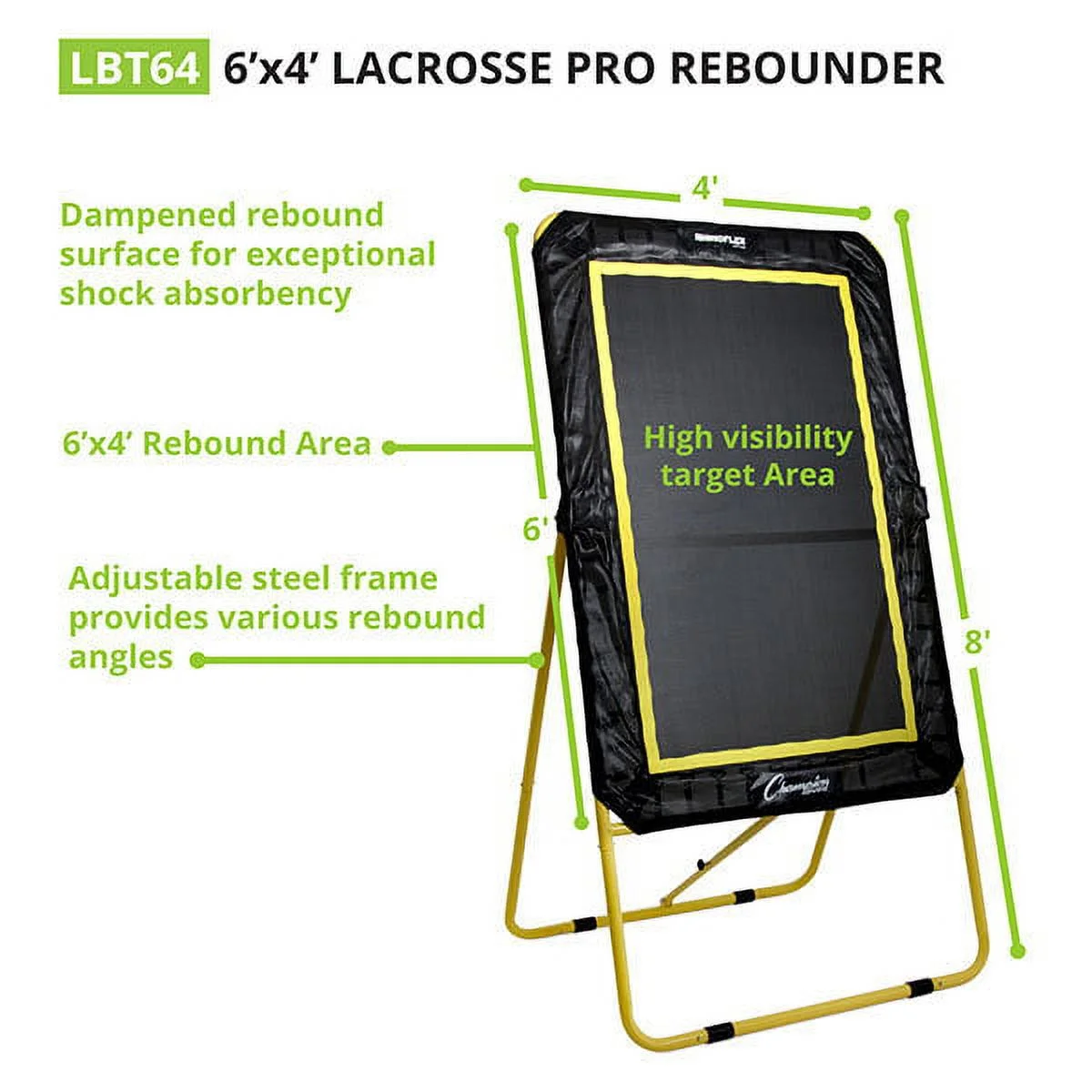 XL Deluxe Lacrosse Target: Ball Return Bounce Back Net Set for Professional, College and Grade School Training Drills 6' x 4' Rebound Area - Image 6