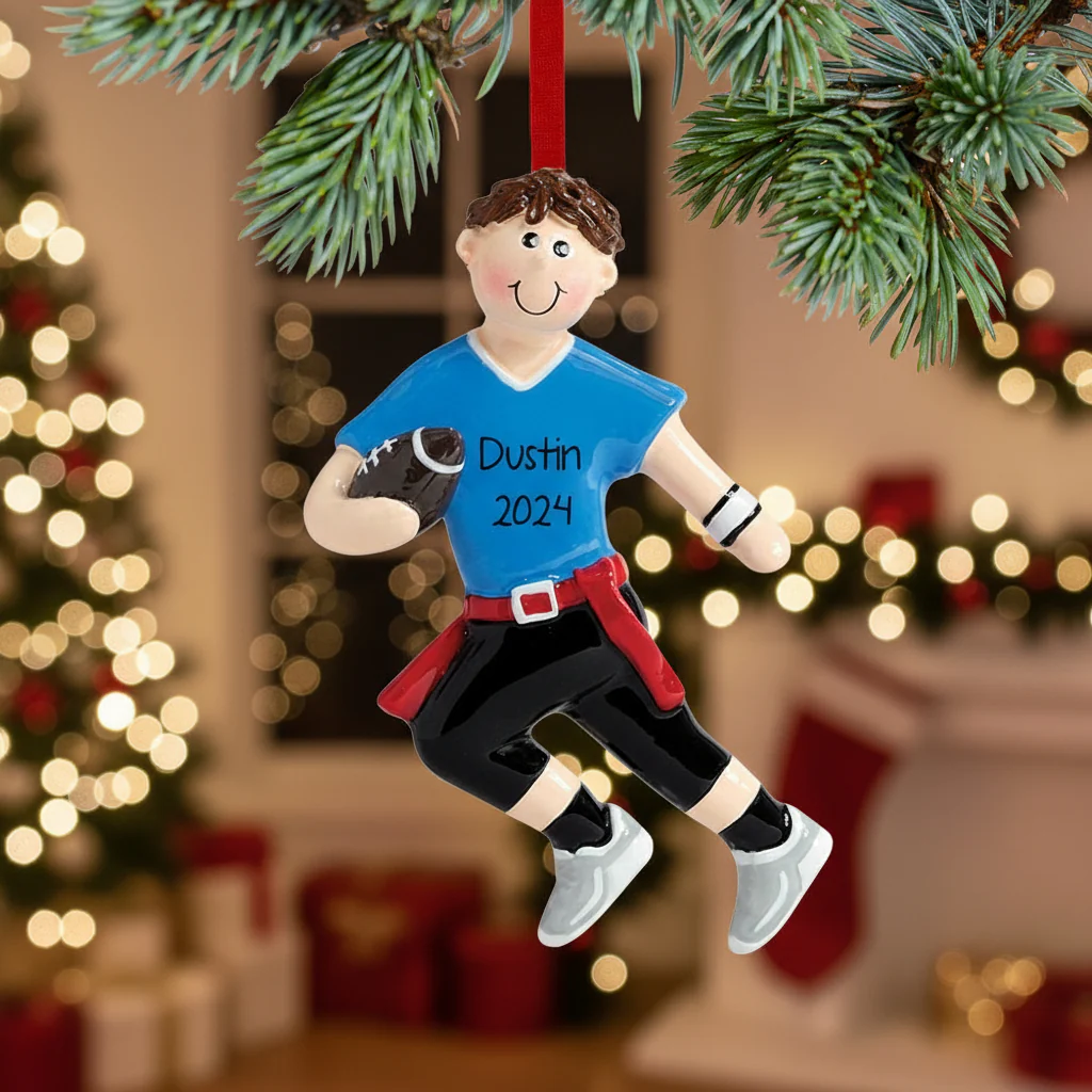 Flag Football Boy Ornament