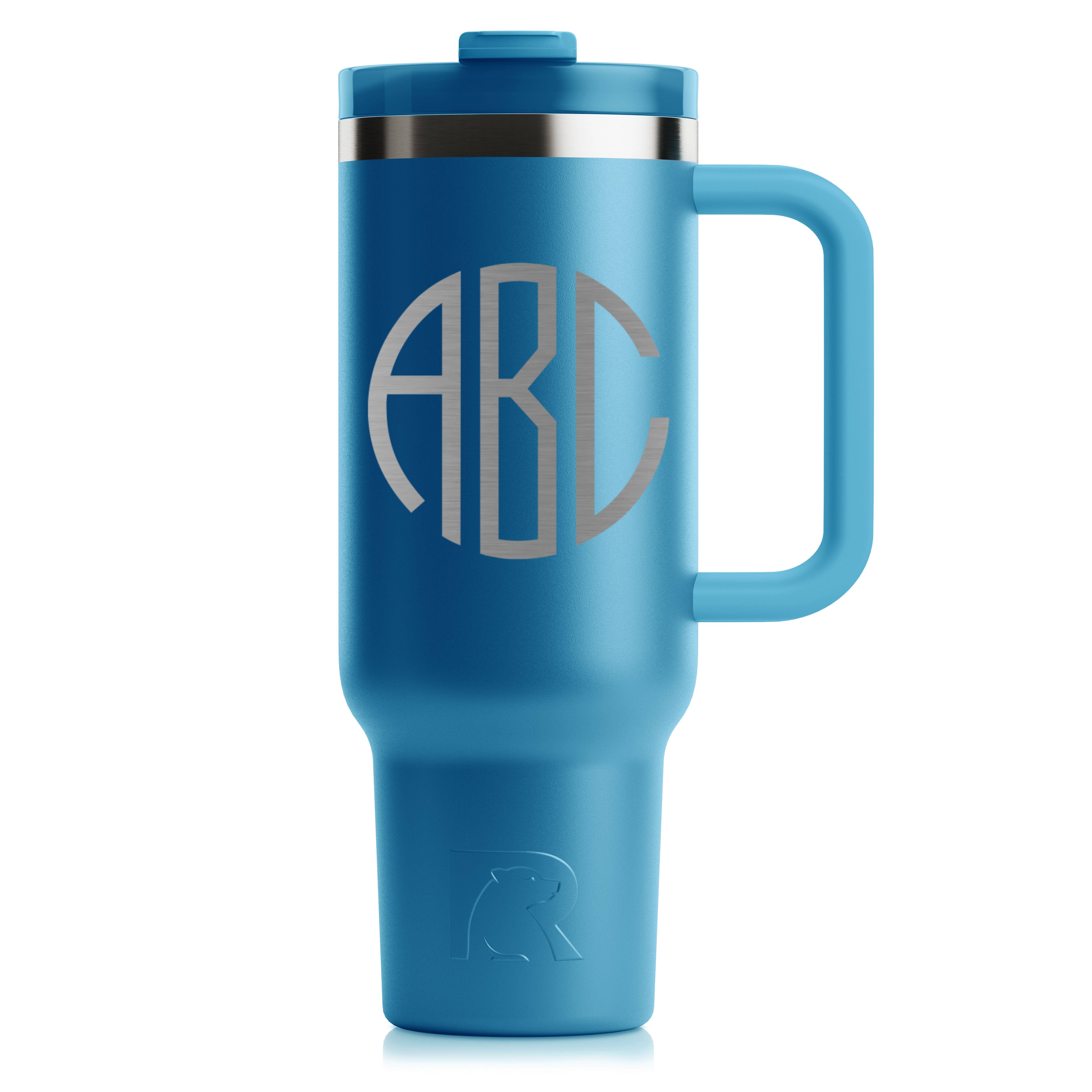 RTIC 40 oz Road Trip Tumbler Double-Walled Insulated Stainless Steel Portable Travel Coffee Mug Cup with Lid, Handle and Straw, Storm