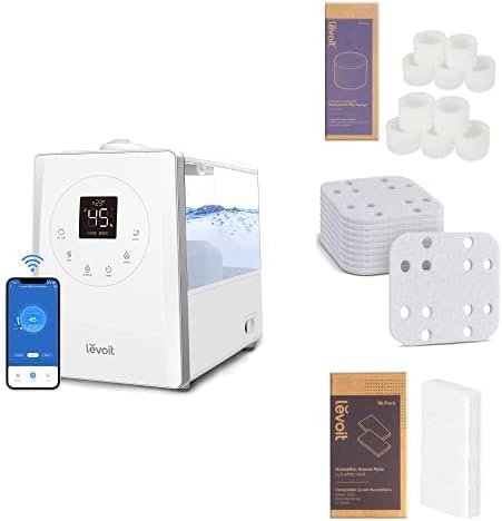 Superior 6000S Smart Evaporative Humidifiers for Home Whole House up to 3000ft², 6 Gal, Last 72-Hour, Premium Filter, Dry Mode, Wheels & Water Fill Hose & Foldable Storage - Quiet Sleep Mode