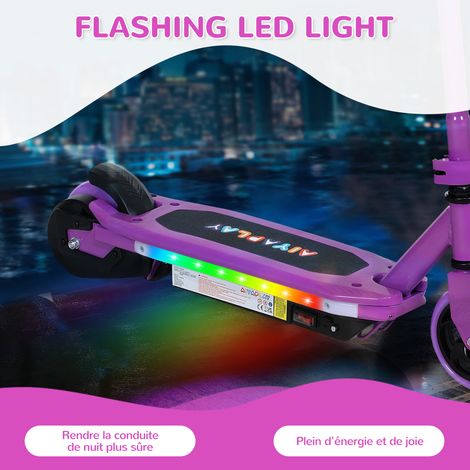 Trottinette électrique pour enfants 6-14 ans. vitesse maximale 10 km/h. lumières LED colorées. frein électrique. violet — vue 4