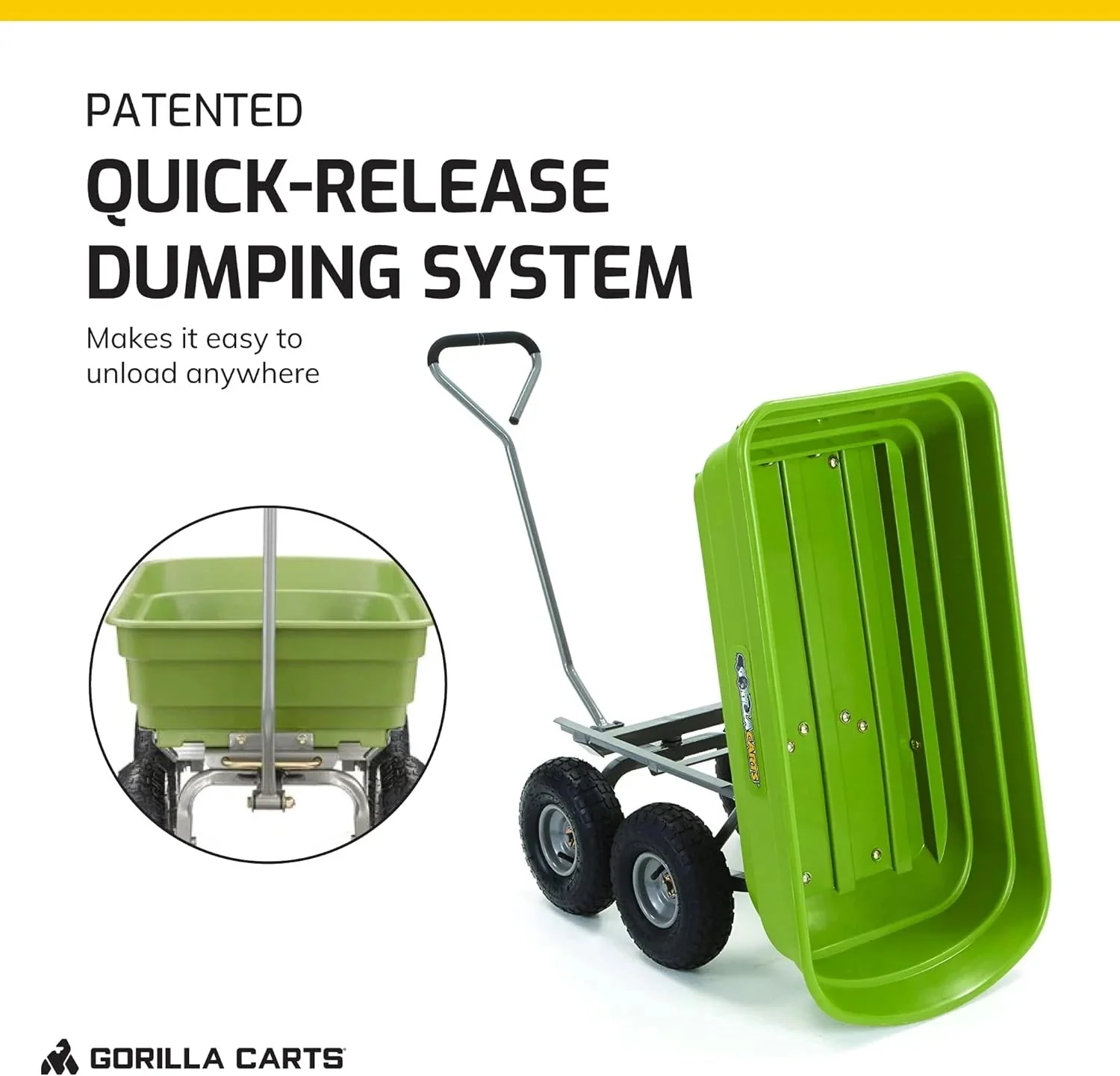 Heavy Duty Poly Utility Dump Wagon Garden Cart W/pneumatic Tires, 6 Cu ft - 1200 lb Capacity Outdoor Wheelbarrow for Yard, Landscaping &…