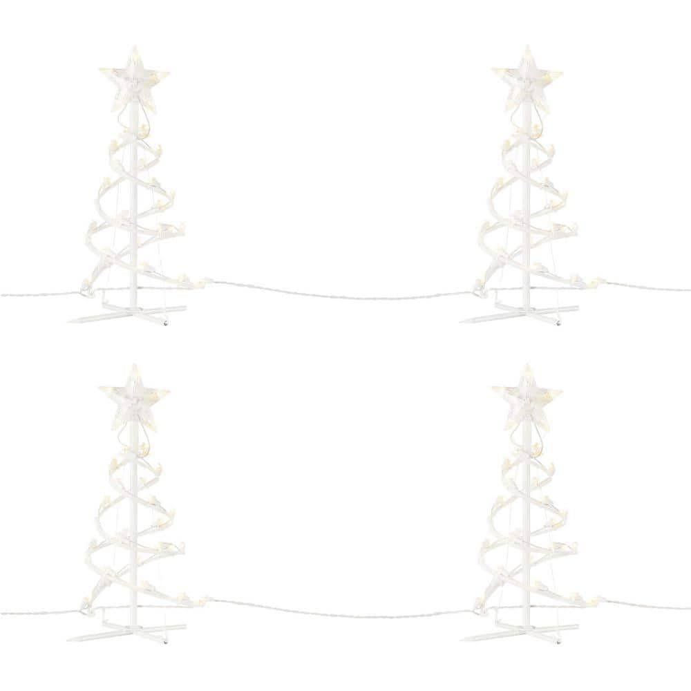 Home Accents Holiday 18 in. Warm White Spiral Tree LED Pathway Lights (Set of 4)