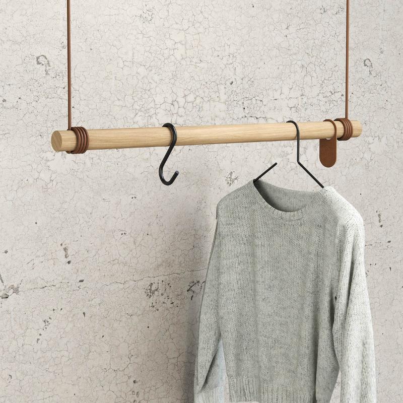 Swing M garderobestang 80 cm eik/skinn