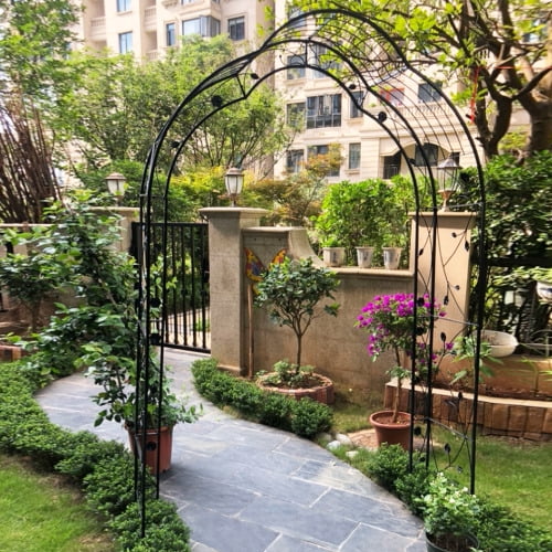 ACE-GARDEN, 1-YEAR-WARRANTY, 59*15.35*98.4, Metal Garden Arch Assemble Freely with 8 Styles Garden Arbor Trellis Climbing Plants Support Rose Arch(Black)