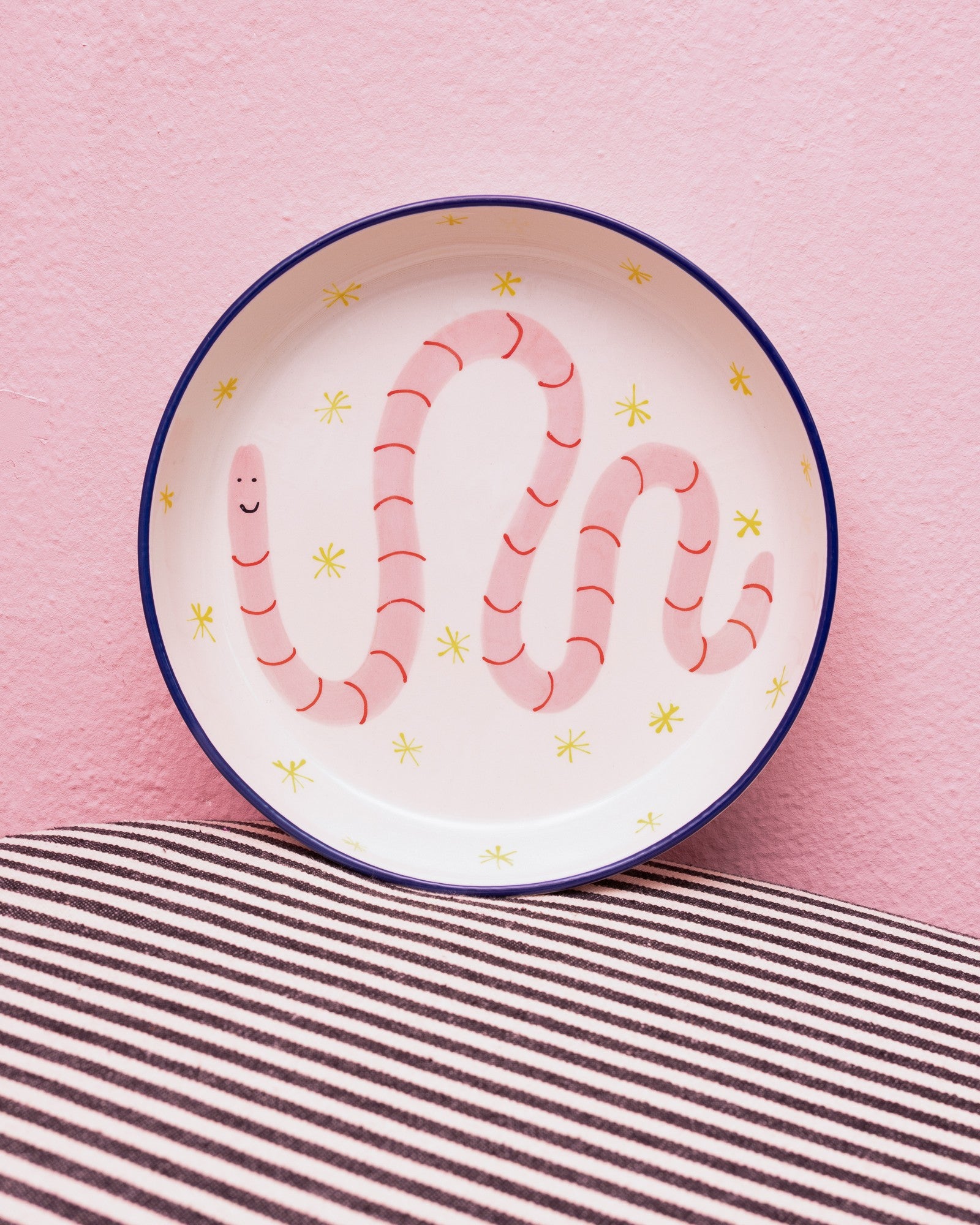 MIIO MIINI MODERN WORMY WHITE AND BLUE PASTA PLATE