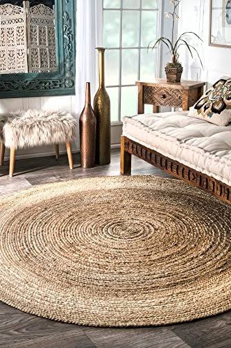 nuLOOM Rigo Hand Woven Jute Area Rug, 4' Round, Natural