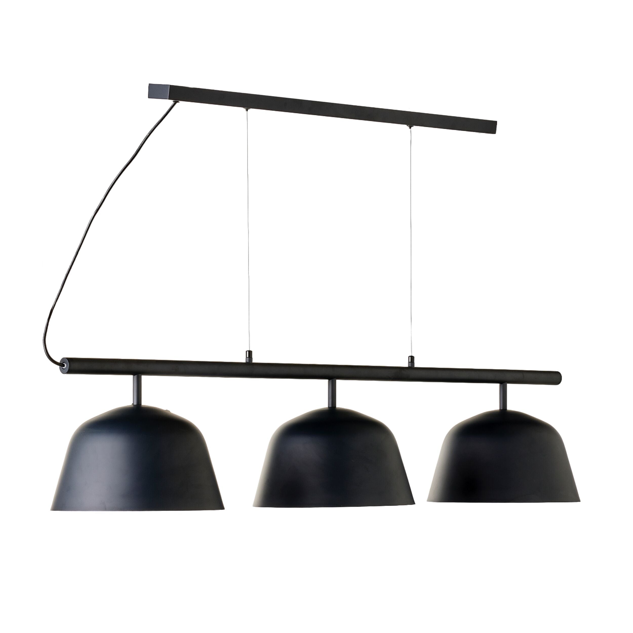 Anglesea 3 Light Metal Shade Pendant in Charcoal 120cm