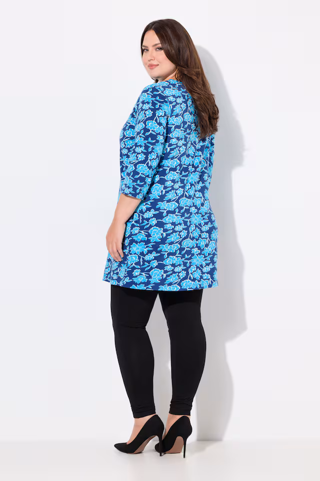 Floral Pintuck Knit 3/4 Sleeve Tunic