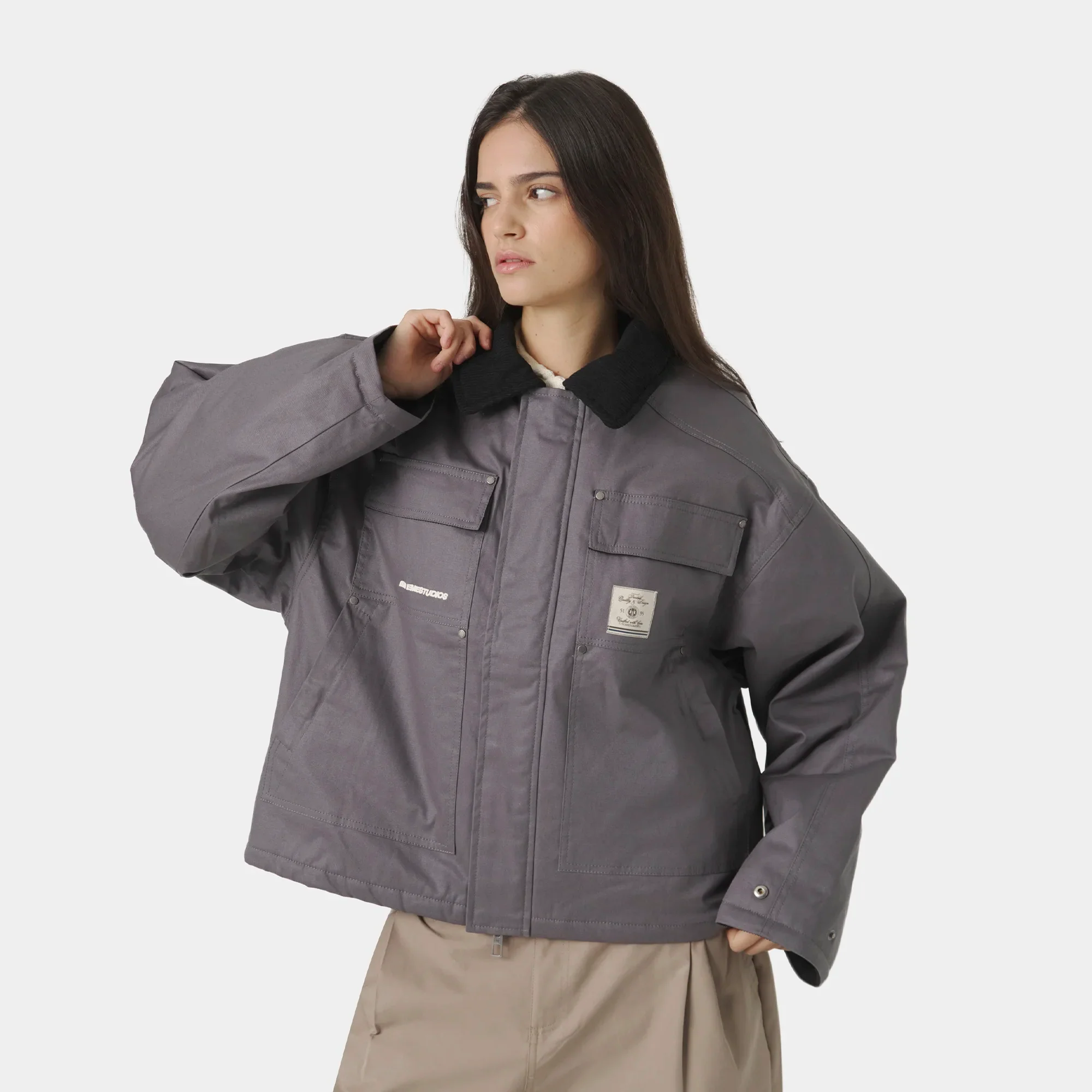 Ethos Grey Boxy Coat