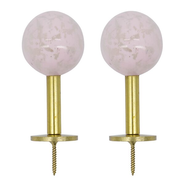 Ball knagg 8x4 cm 2 stk messing/rosa