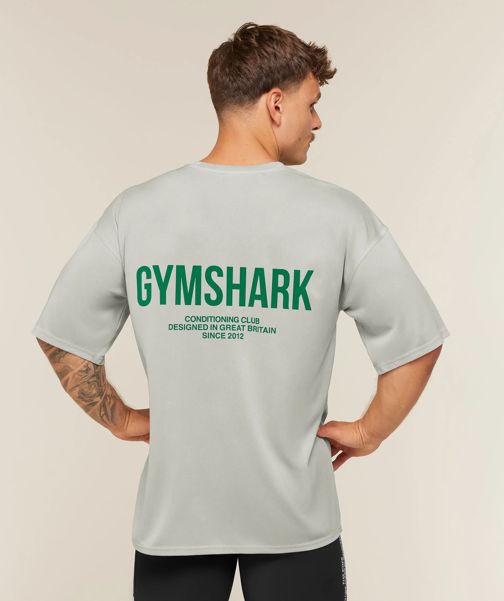 Conditioning Club Washed T-Shirt - Light Grey/Track Green/Wash