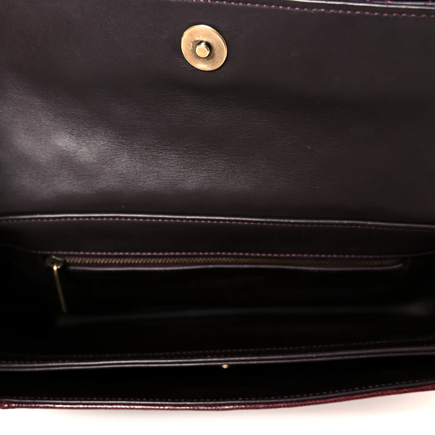 Lizard Lambskin Quilted Large Perfect Edge Flap Burgundy
