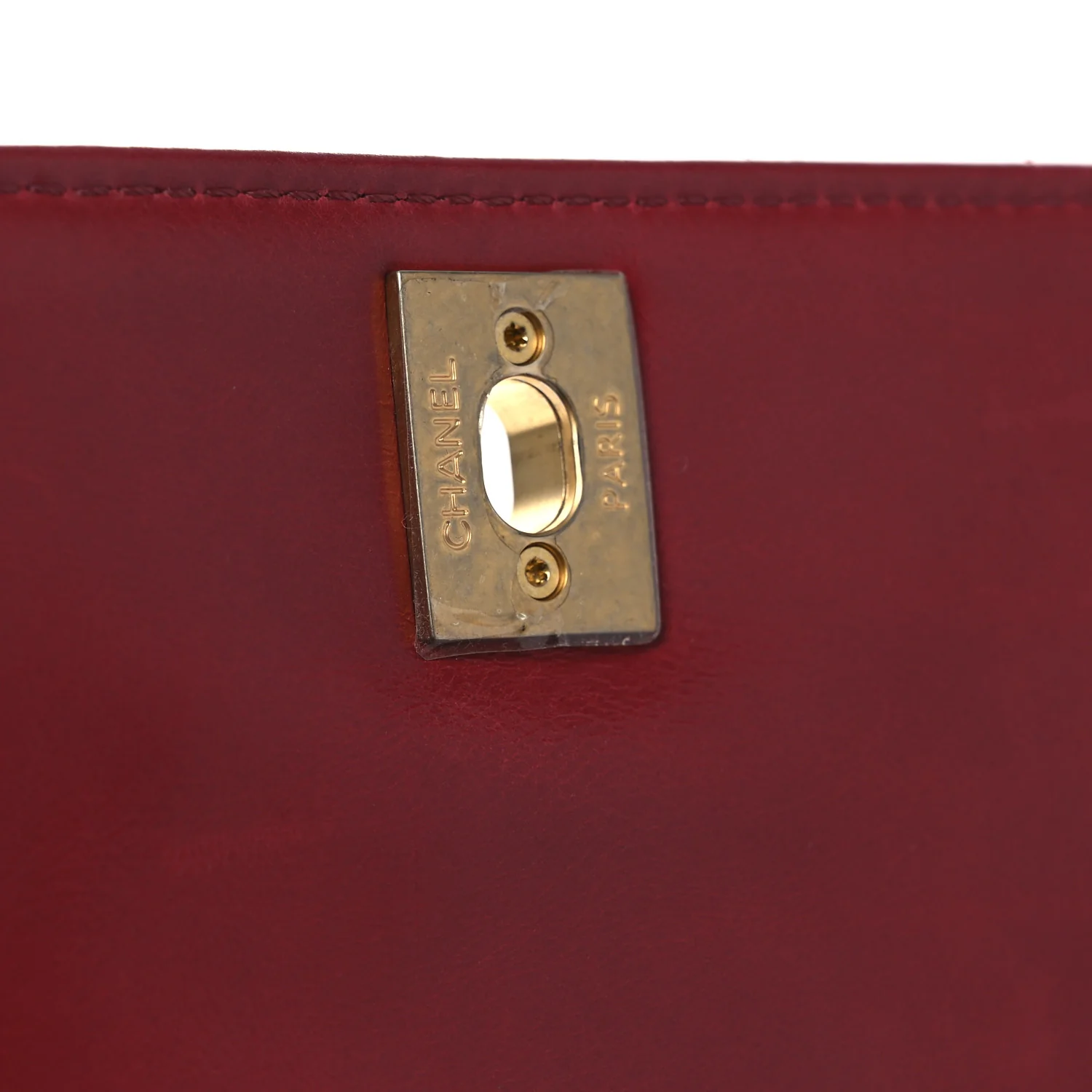 Aged Calfskin Chevron Quilted Mini Coco Handle Flap Red
