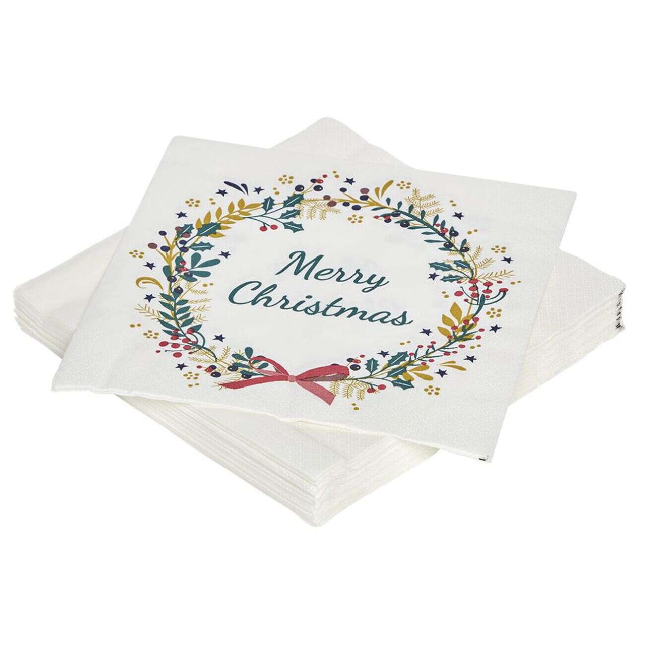 Serviette en papier motif Couronne de Noël x20