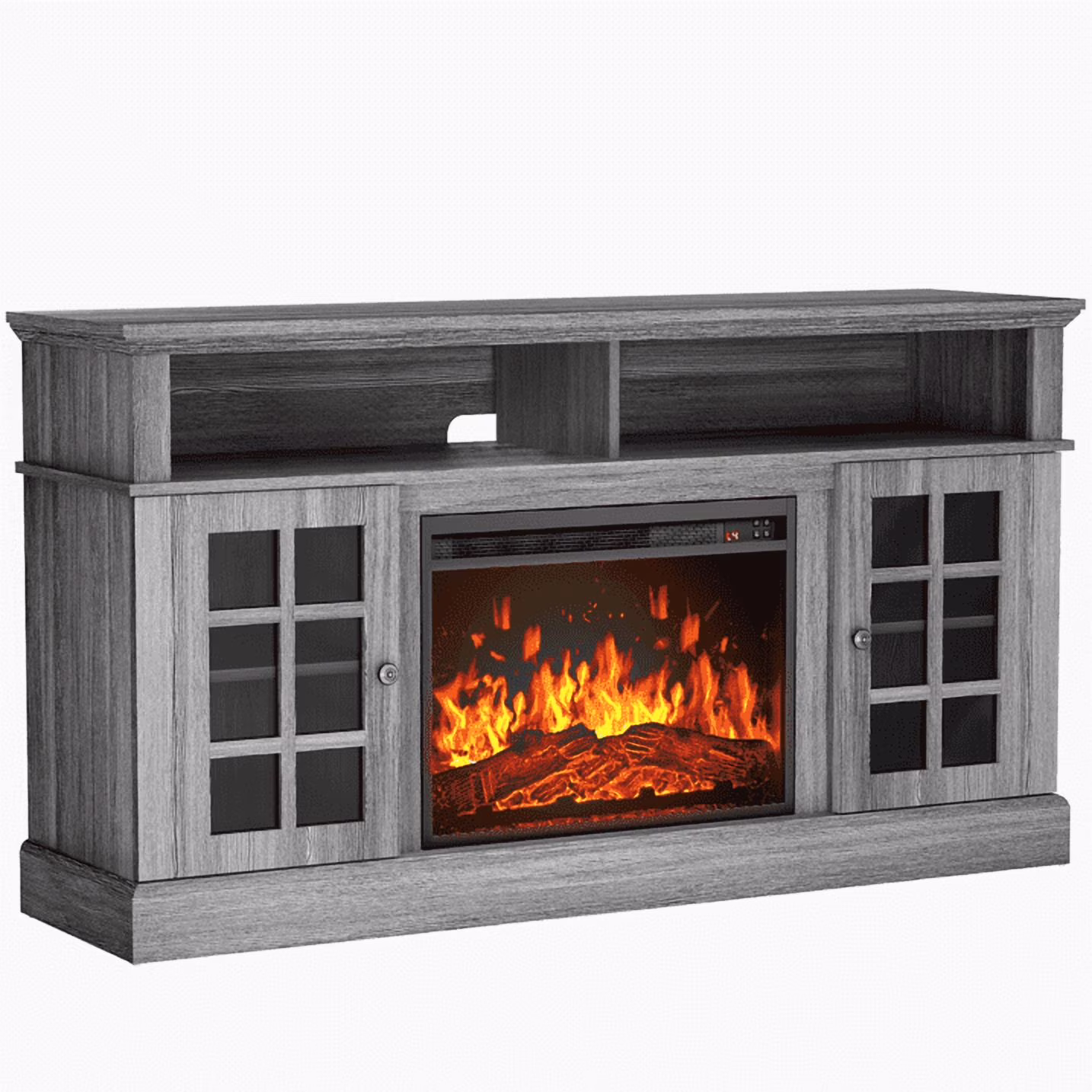 1400W Electric Fireplace TV Stand TV Console with 23�?Fireplace for up to 75 inch TVs with Adjustable Shelves,Grey(Grey)