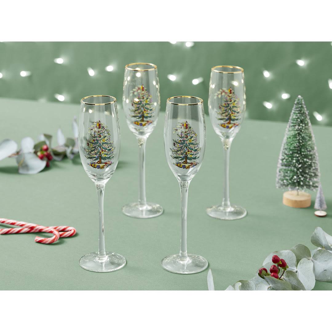 Spode Christmas Tree Champagne Flutes (Set of 4)