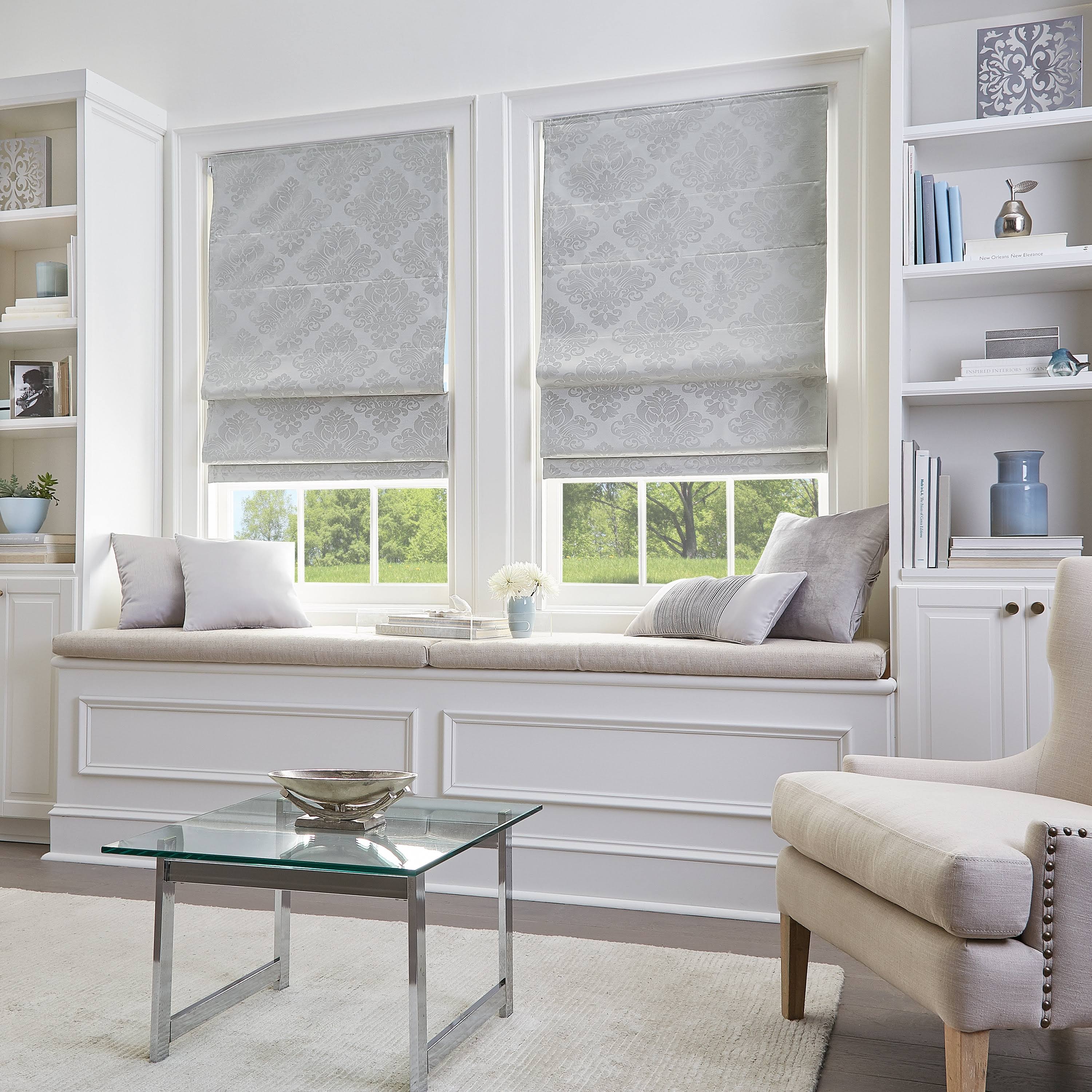 Curtainworks 6Z200601SV Damask Window Shade, 23
