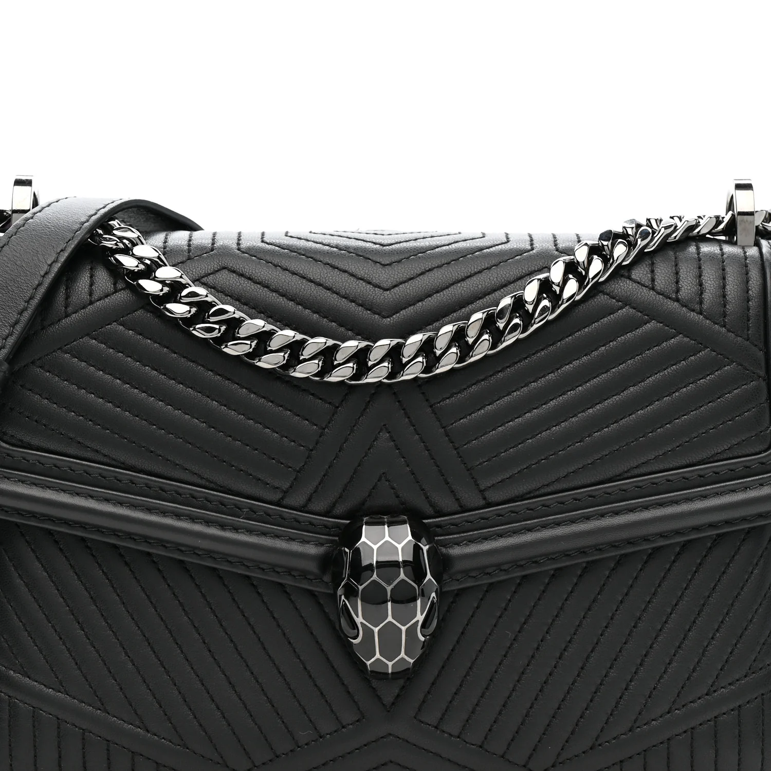 Quilted Nappa Smooth Calfskin Serpenti Forever Diamond Blast Shoulder Bag Black