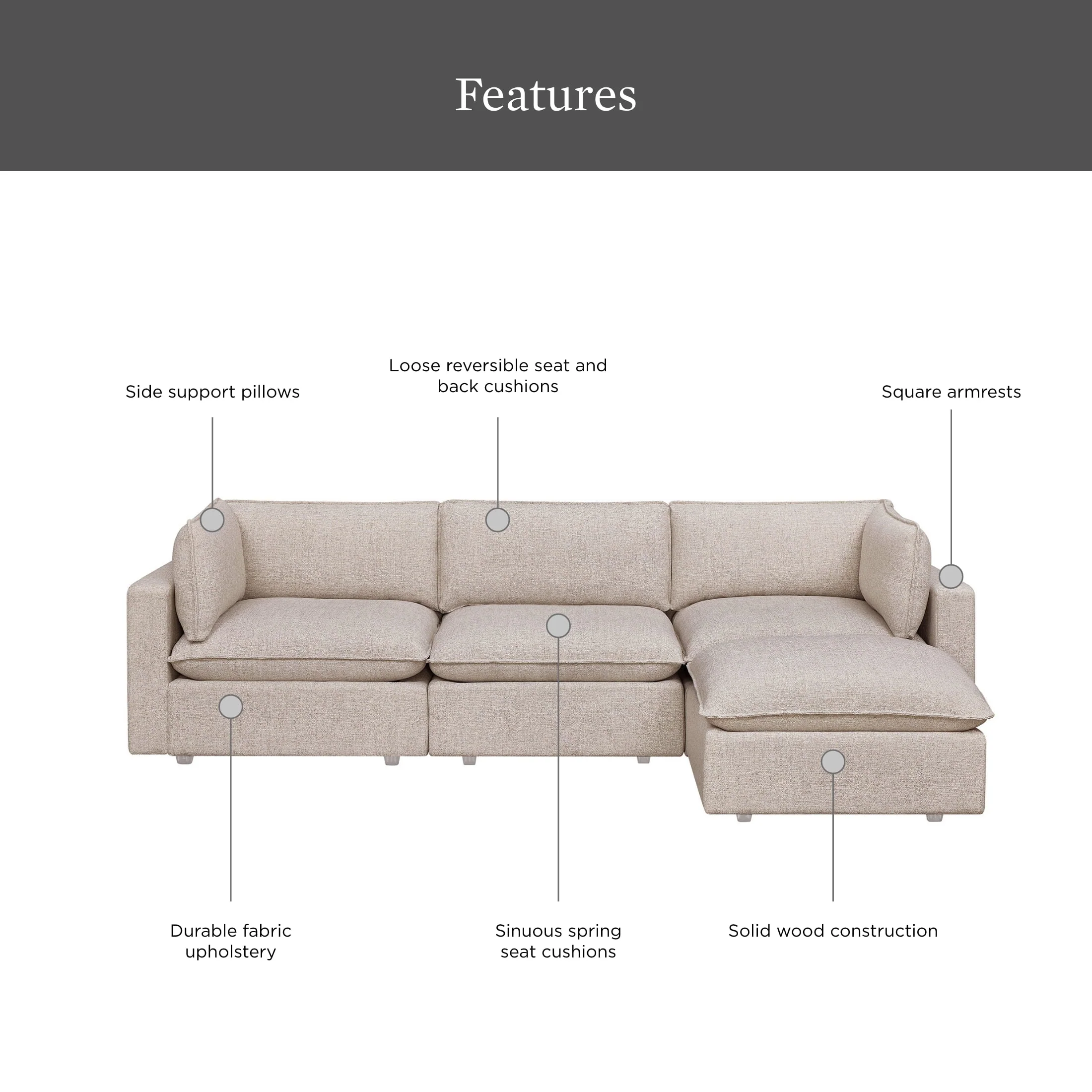 Better Homes & Gardens Weston 107.5 Cloud Modular Sectional Sofa, Heathered Blue