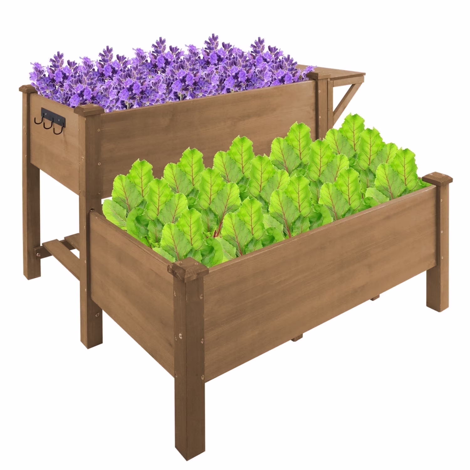 Large Raised Garden Bed Outdoor Wooden Planter Box with Legs for Gardening(2 tables) - Image 3