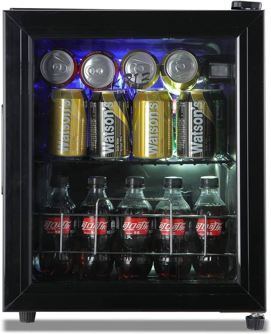 Krib Bling Beverage Refrigerator Cooler 75 Can Freestanding Beverage Cooler with Adjustable Shelving Glass Door for Beer Soda or Wine for Home