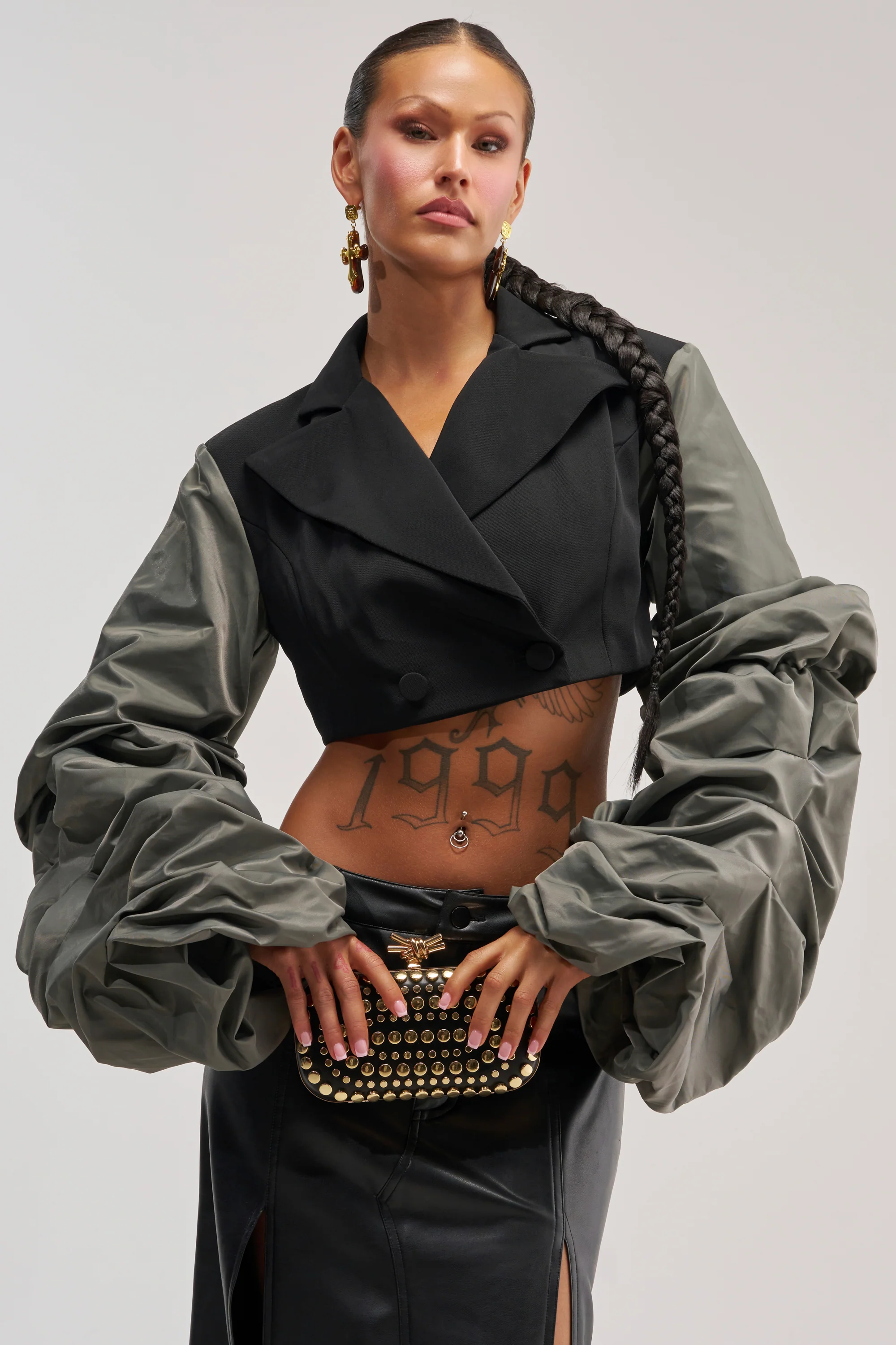 MIXED FEELINGS RUCHED SLEEVE BLAZER - Akira Store
