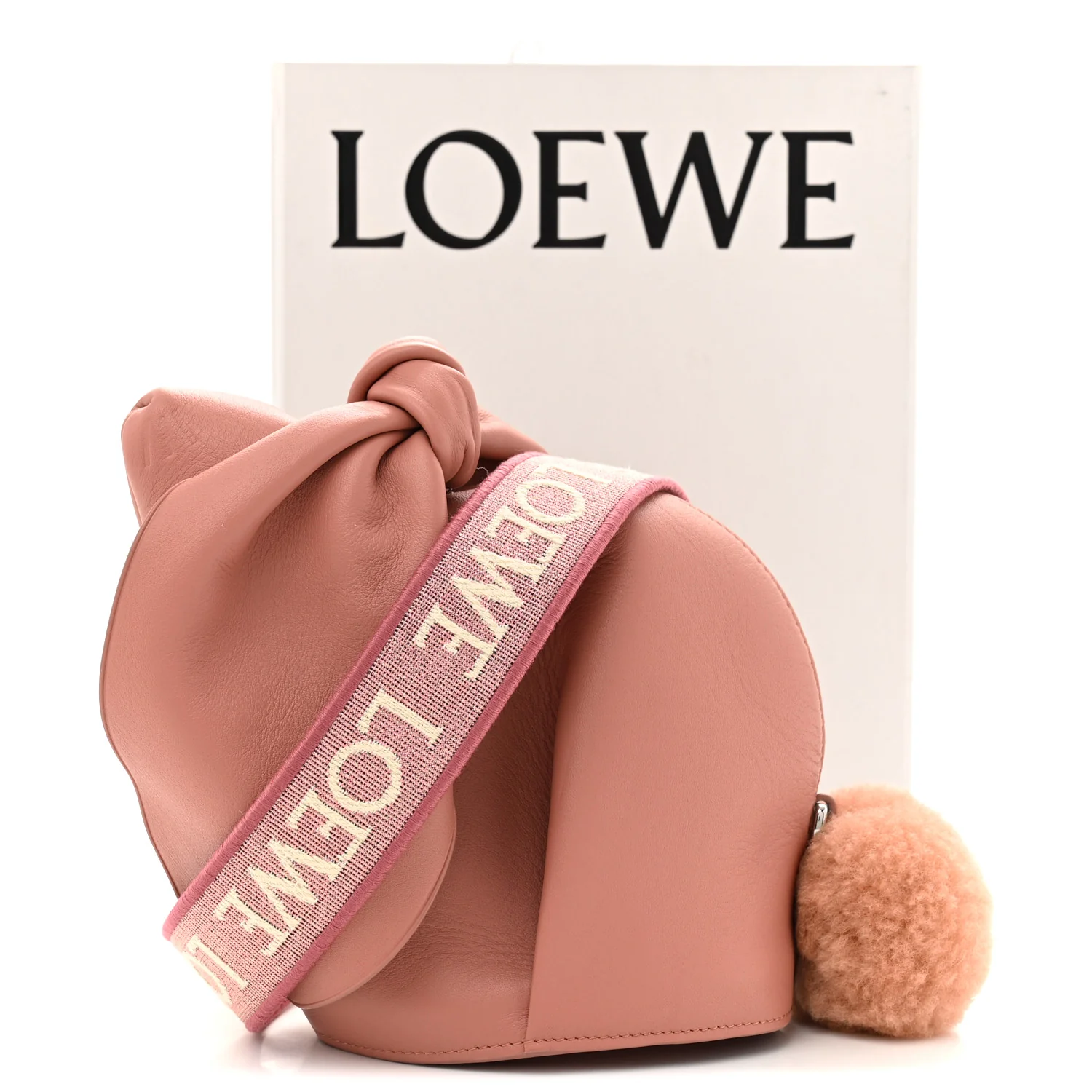 Calfskin Shearling Small Bunny Shoulder Bag Peach Bloom