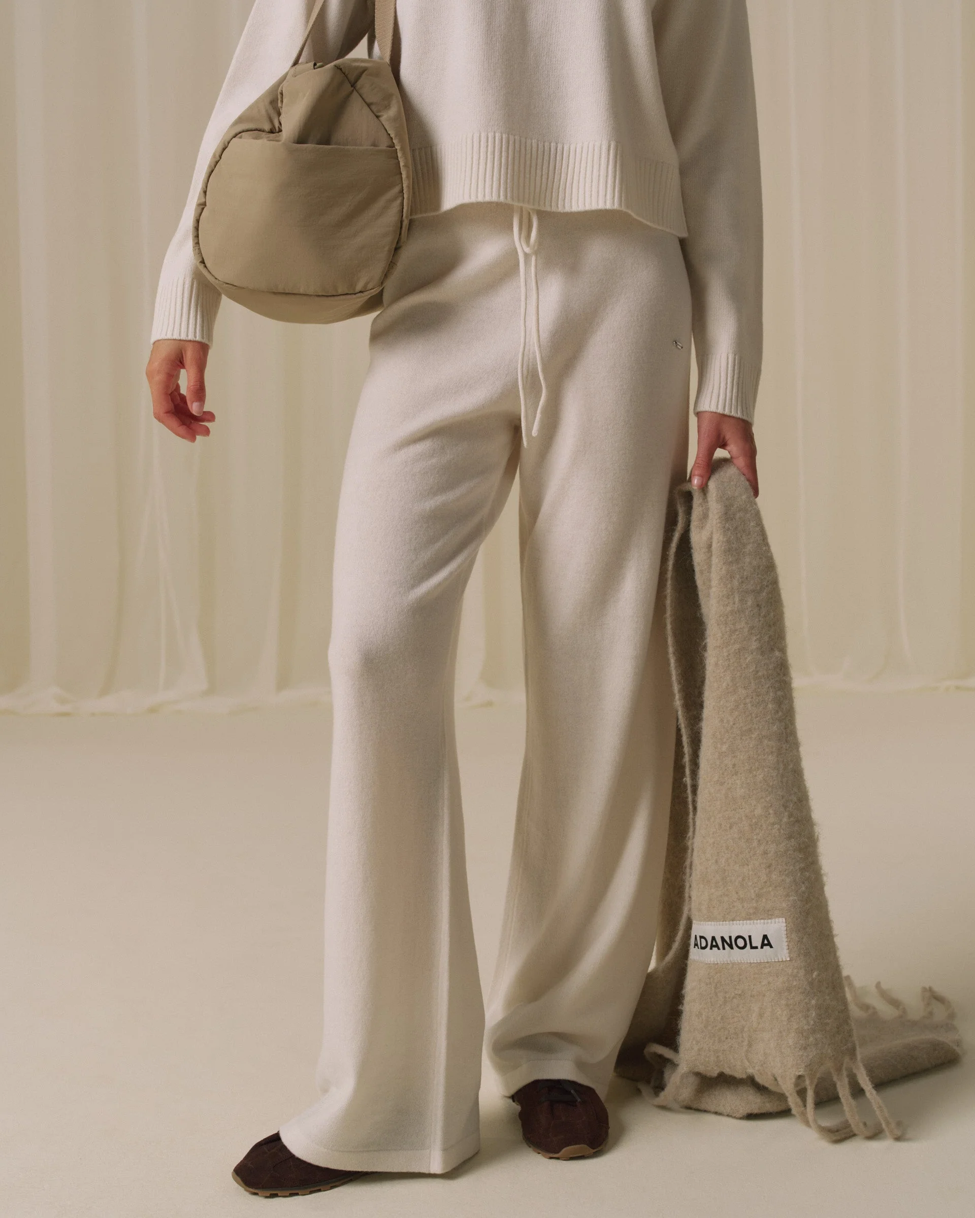Lightweight Merino Wool Knit Trousers - Marshmallow White
